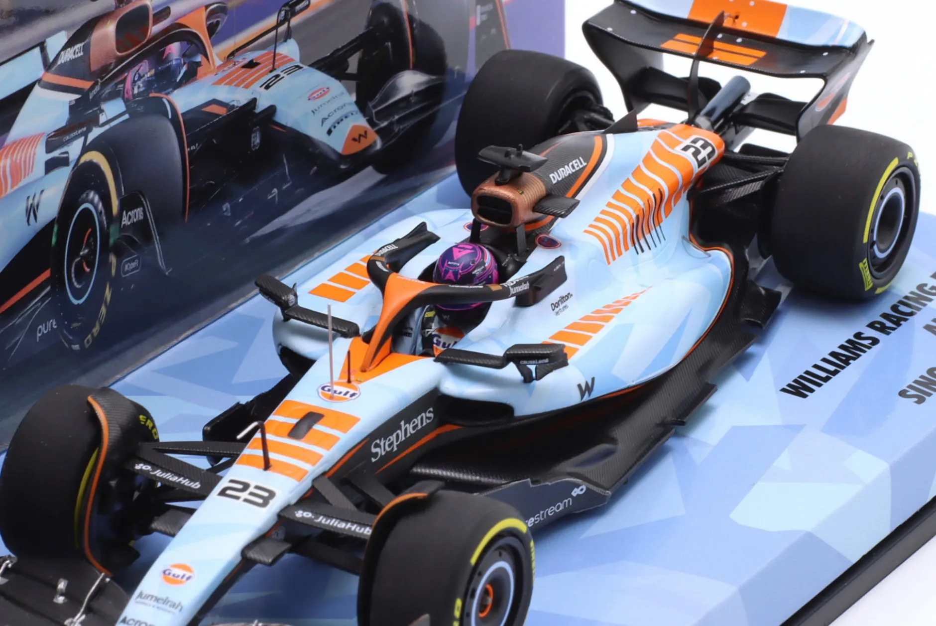 A. Albon Williams FW45 Gulf Design #23 Singapur GP Formel 1 2023 1:43 Minichamps