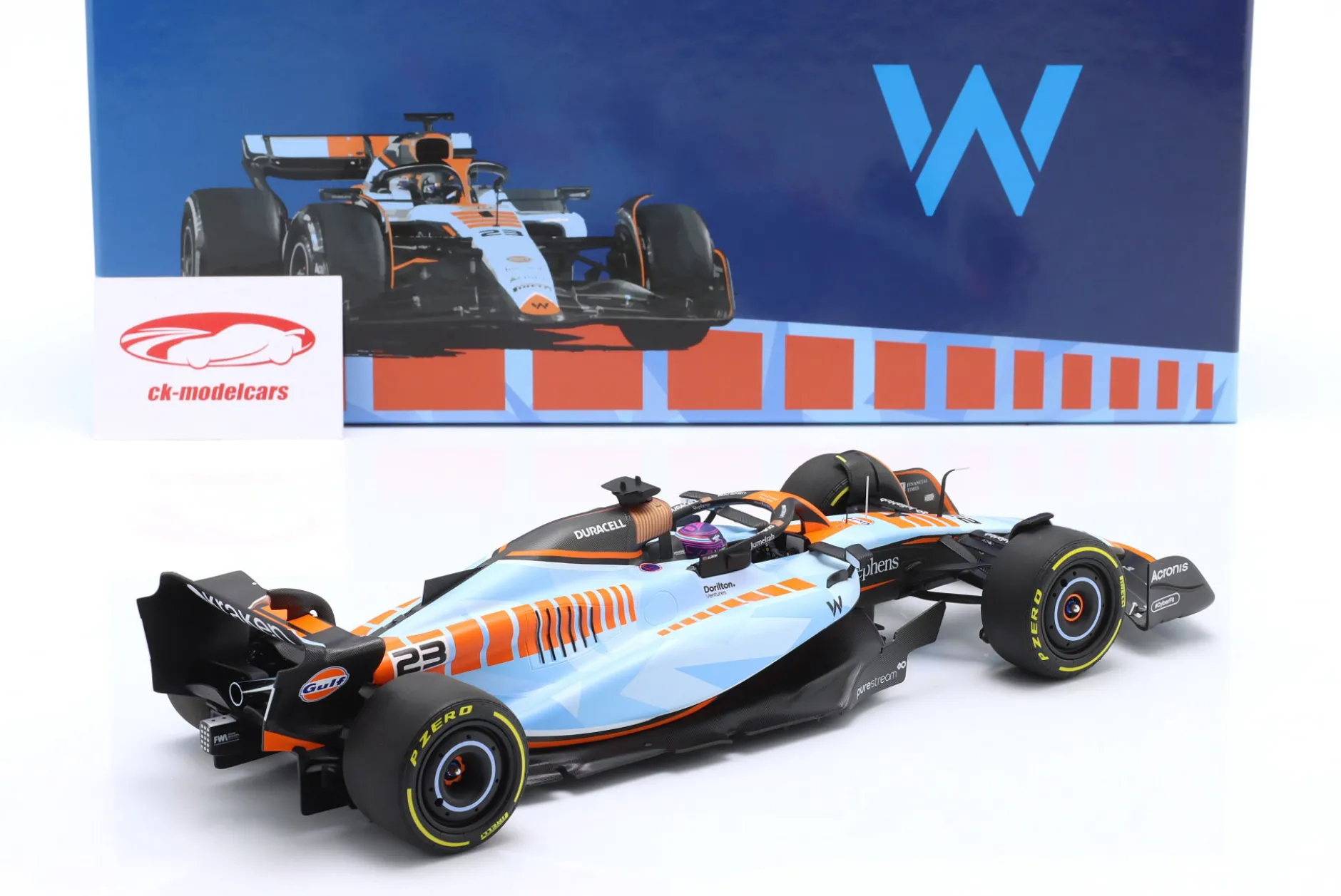 A. Albon Williams FW45 Gulf Design #23 Singapur GP Formel 1 2023 1:18 Minichamps
