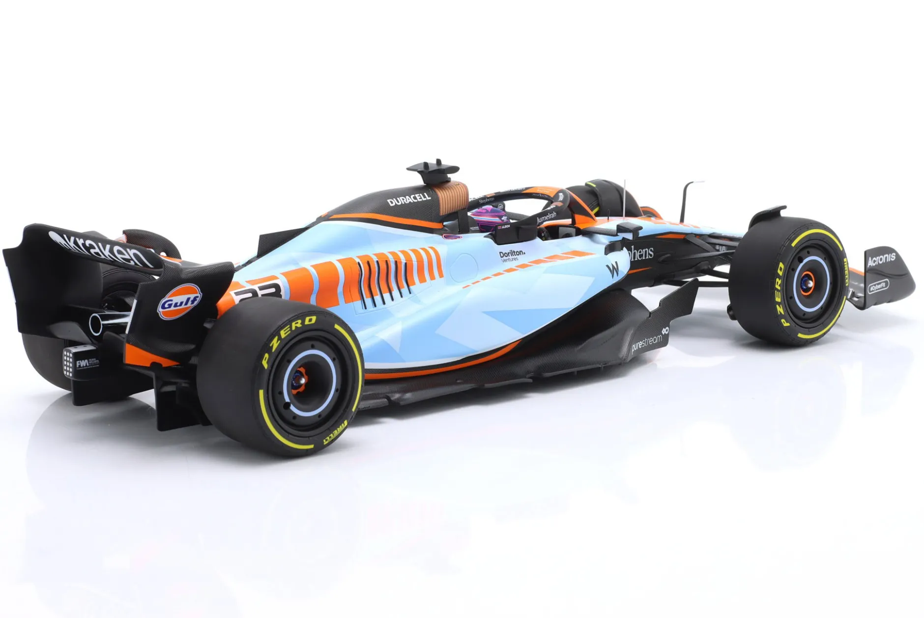 A. Albon Williams FW45 Gulf Design #23 Singapur GP Formel 1 2023 1:18 Minichamps