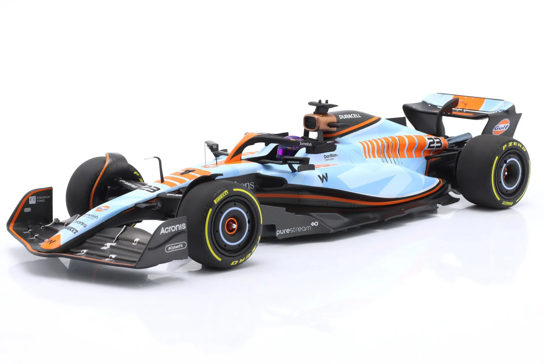 A. Albon Williams FW45 Gulf Design #23 Singapur GP Formel 1 2023 1:18 Minichamps