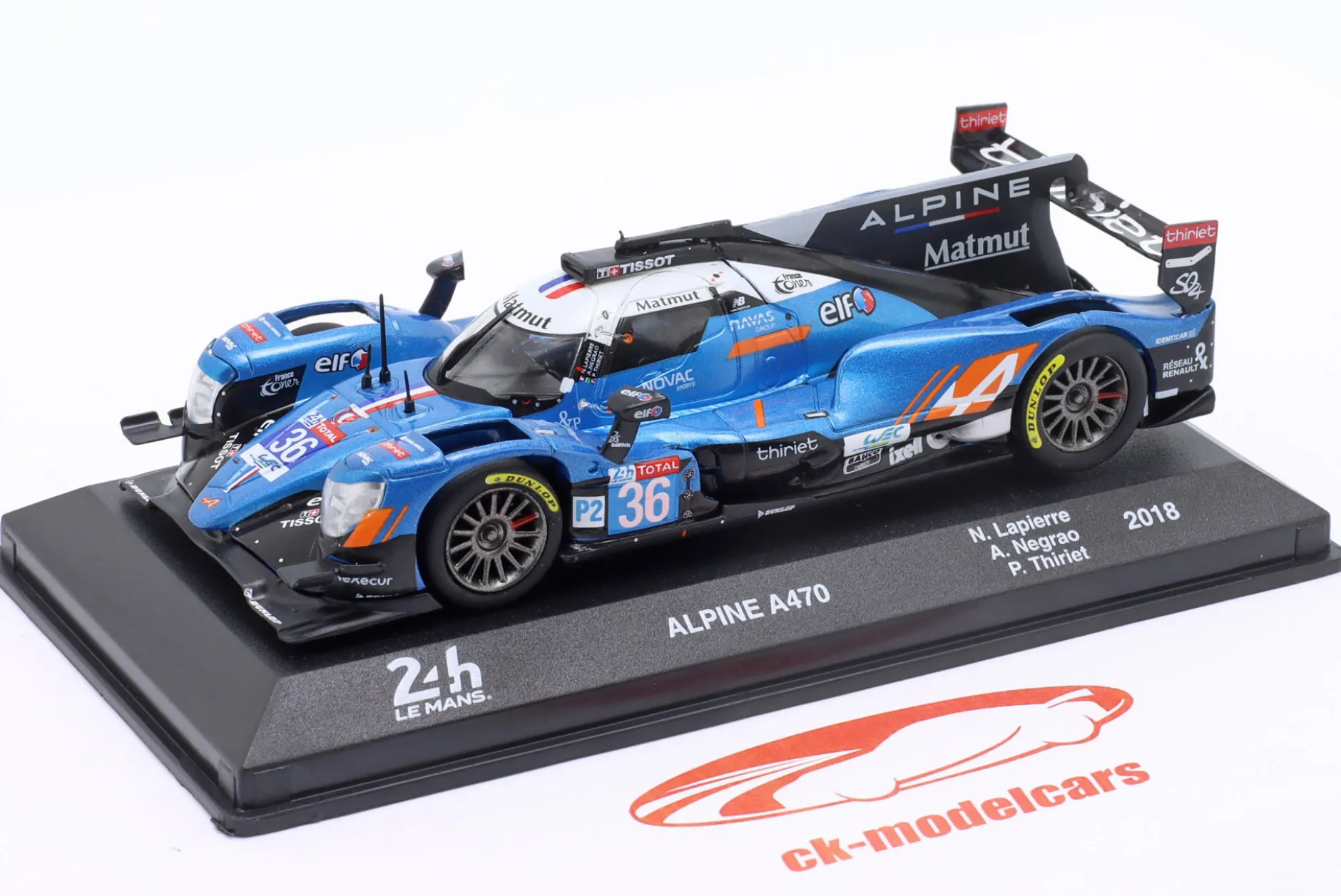 Alpine A470 #36 5th 24h LeMans 2018 Lapierre, Thiriet, Negrao 1:43 Altaya