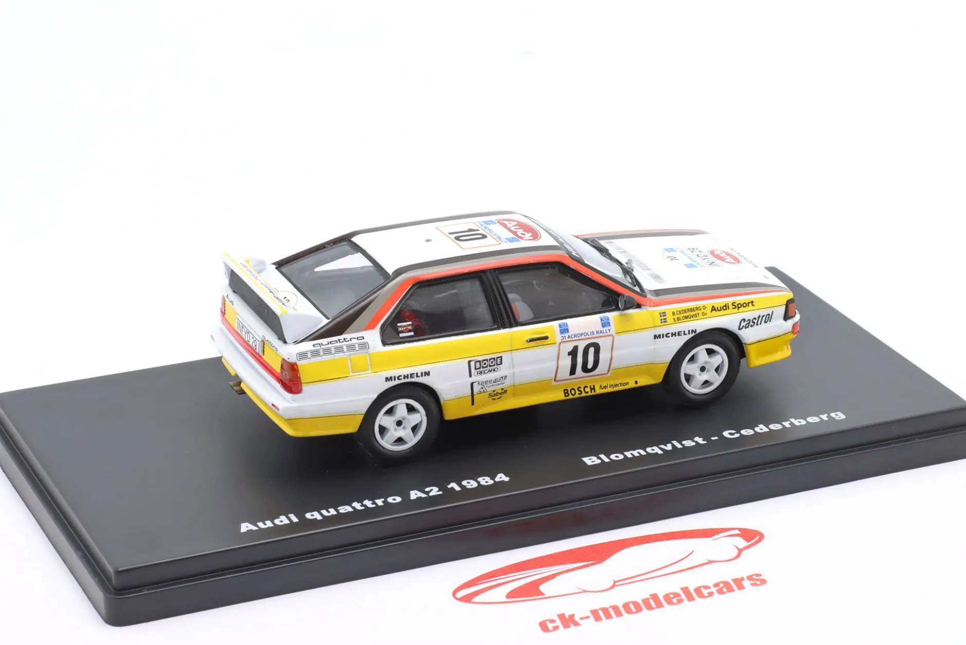 Audi Quattro A2 #10 Sieger Rallye Akropolis 1984 Blomqvist, Cederberg 1:43 Altaya