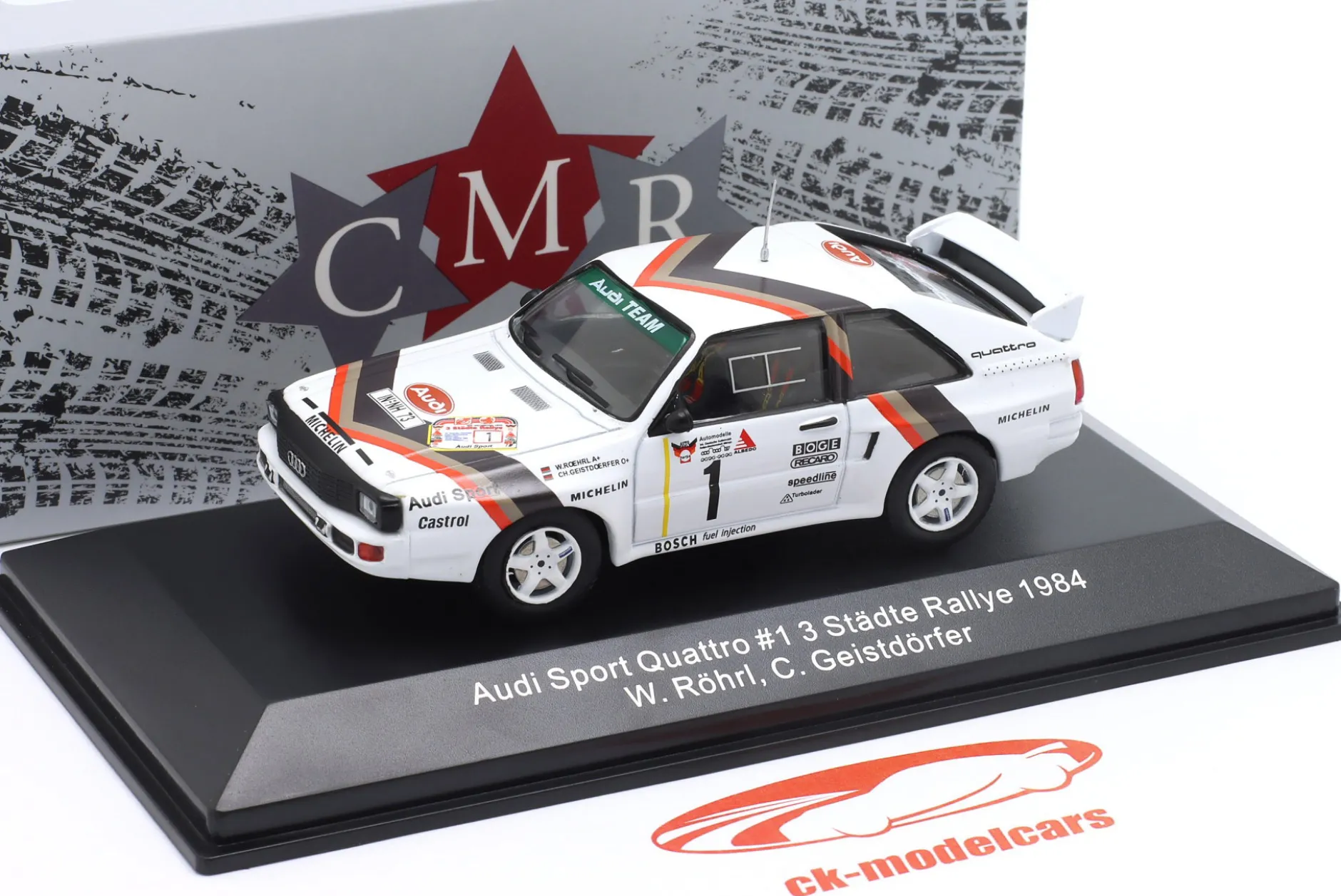 Audi Quattro Sport #1 Sieger 3-Städte-Rallye 1984 Röhrl, Geistdörfer 1:43 CMR