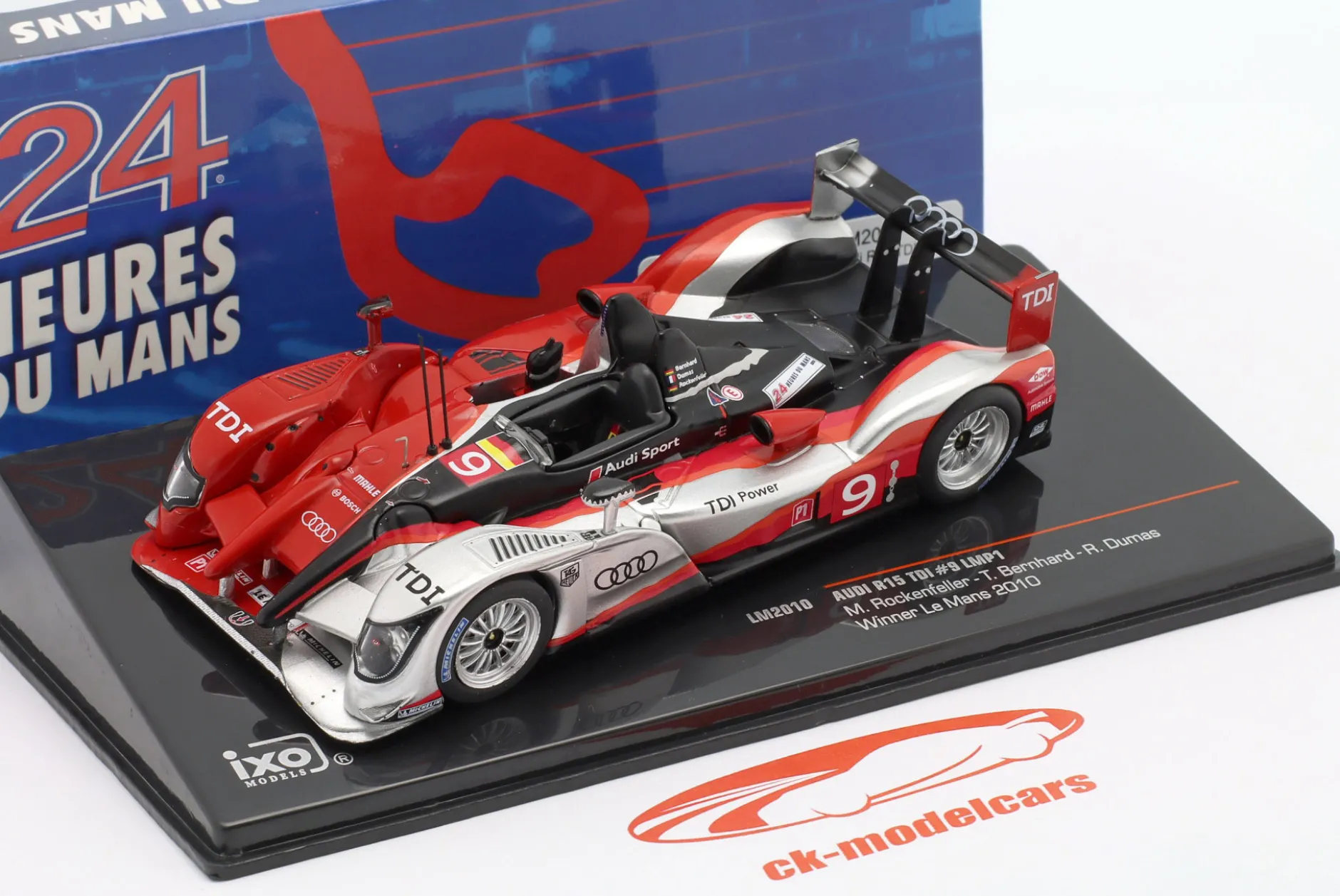 Audi R15 TDI #9 Sieger 24h LeMans 2010 Rockenfeller, Bernhard, Dumas 1:43 Ixo
