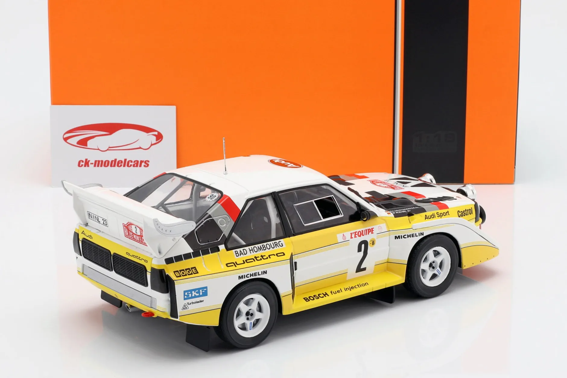 Audi Sport Quattro S1 E2 #2 4th Rallye Monte Carlo 1986 Röhrl, Geistdörfer 1:18 Ixo