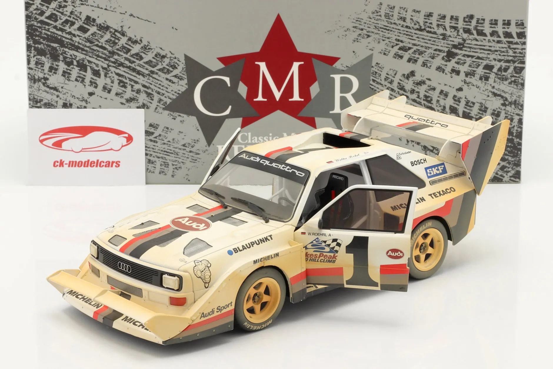 Audi Sport quattro S1 E2 #1 Winner Pikes Peak 1987 Röhrl Dirty Version 1:18 CMR