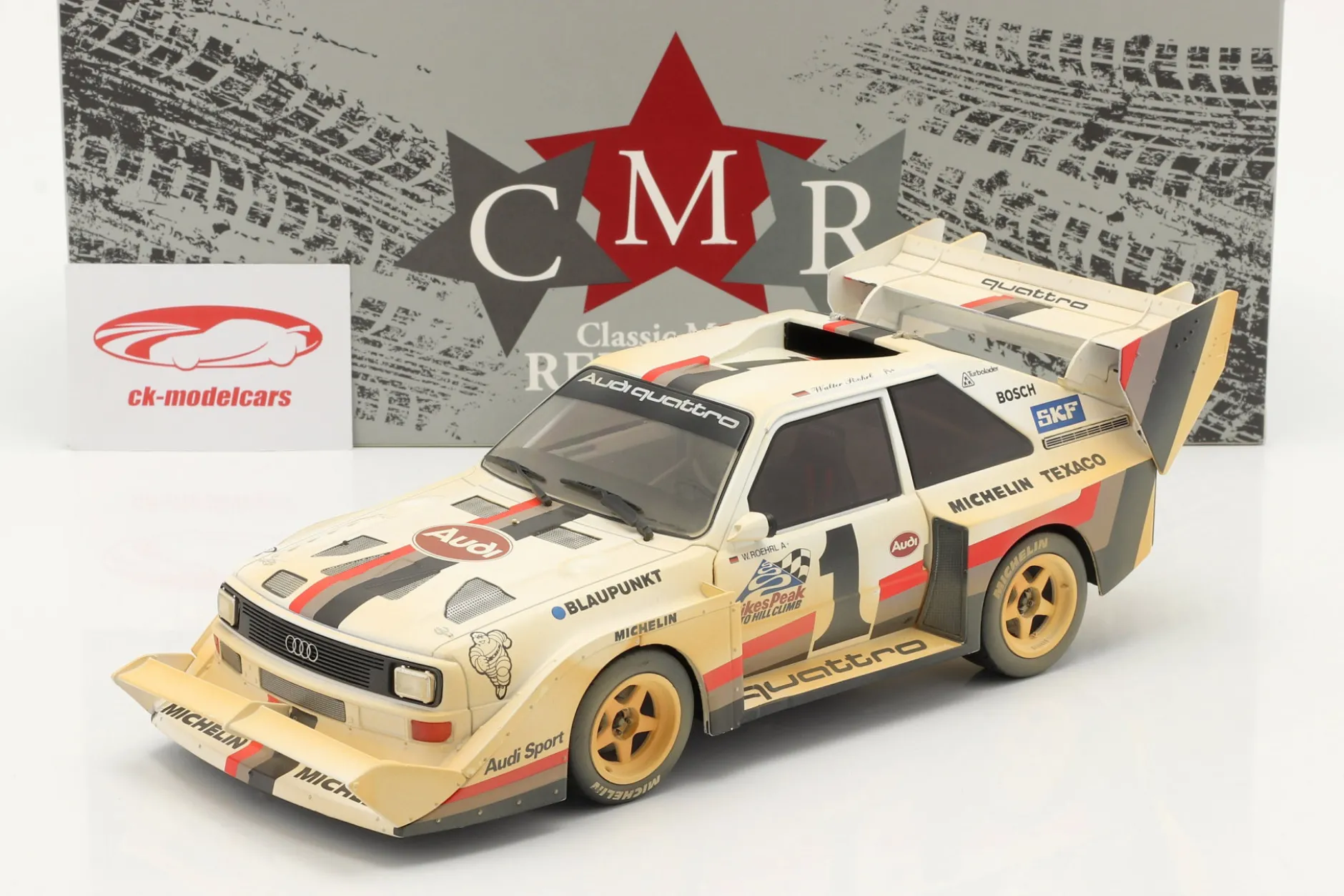 Audi Sport quattro S1 E2 #1 Winner Pikes Peak 1987 Röhrl Dirty Version 1:18 CMR