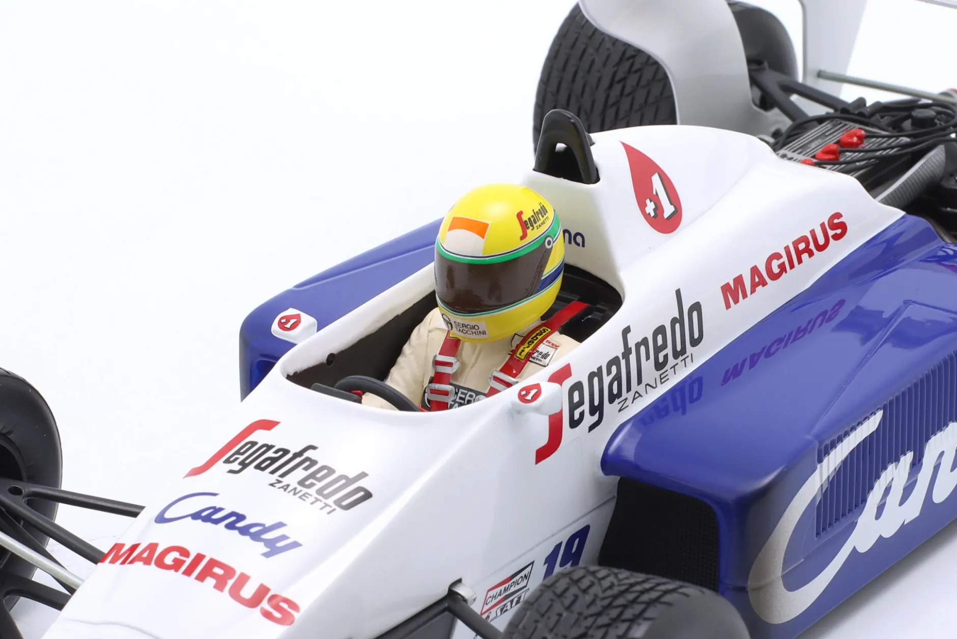 Ayrton Senna Toleman Hart TG184 #19 2nd Monaco GP Formel 1 1984 1:18 Minichamps