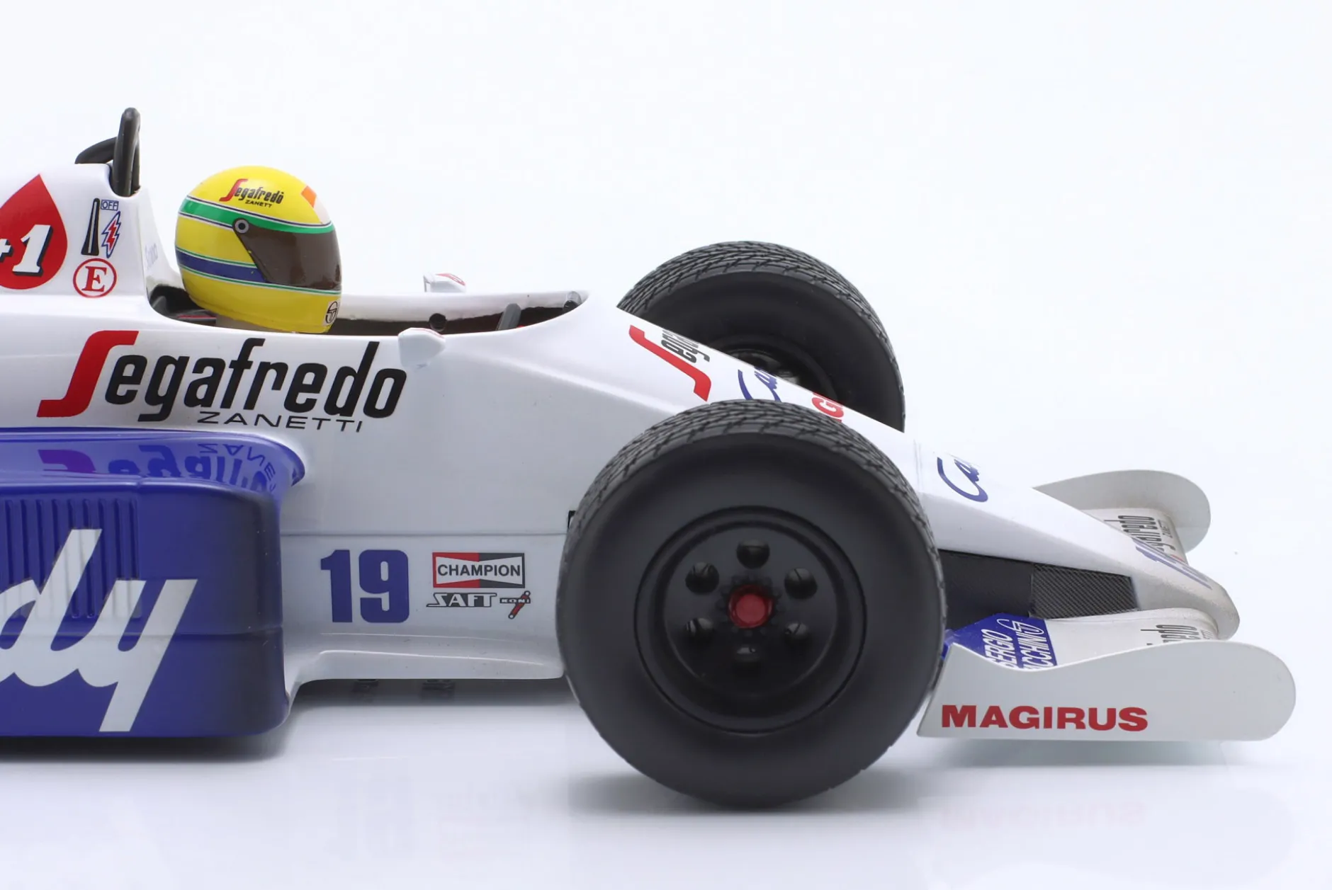 Ayrton Senna Toleman Hart TG184 #19 2nd Monaco GP Formel 1 1984 1:18 Minichamps