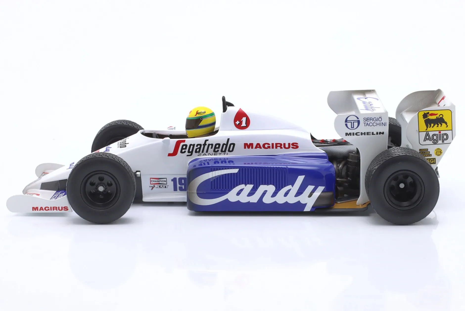 Ayrton Senna Toleman Hart TG184 #19 2nd Monaco GP Formel 1 1984 1:18 Minichamps