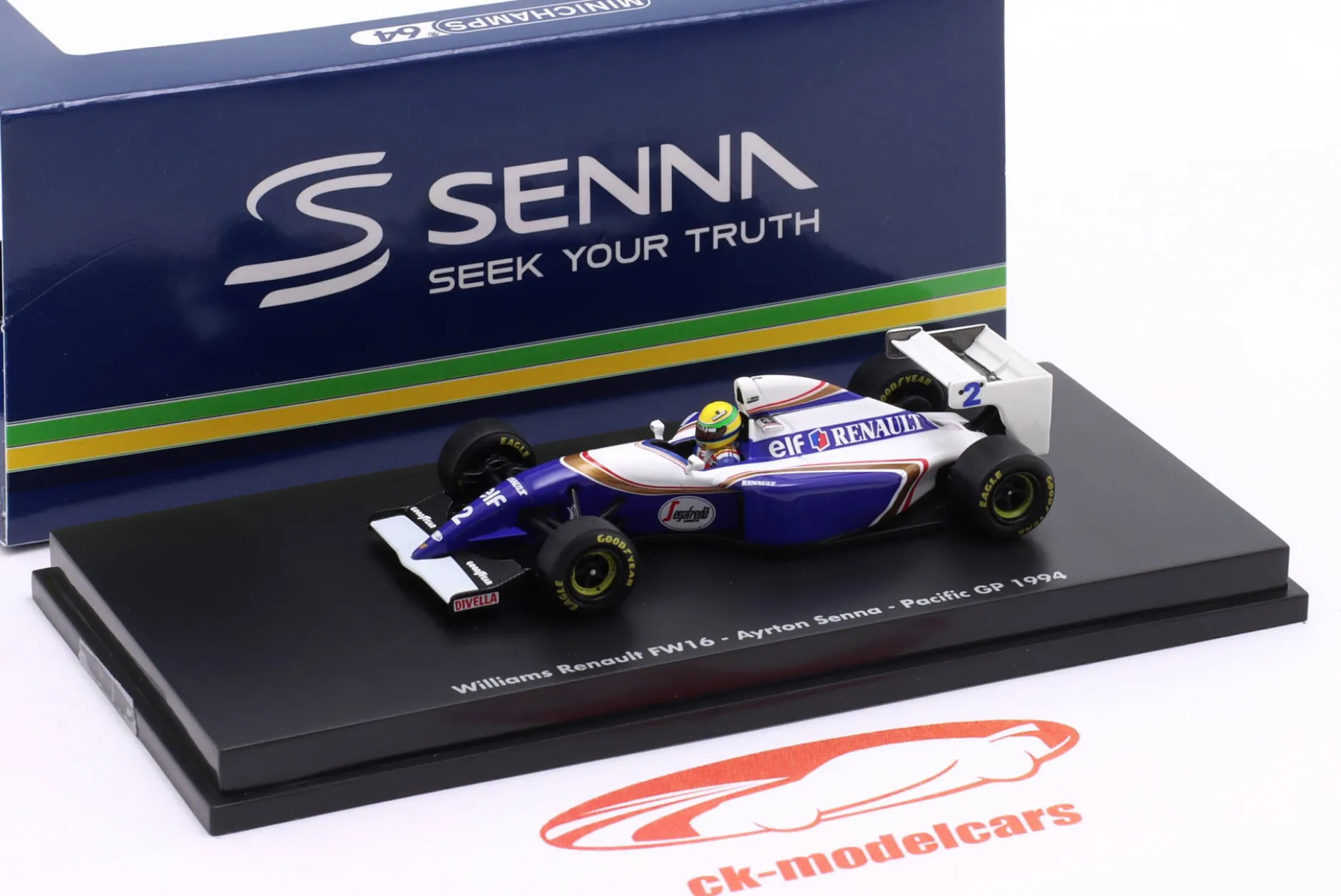 Ayrton Senna Williams FW16 #2 Pazifik GP Formel 1 1994 1:64 Minichamps