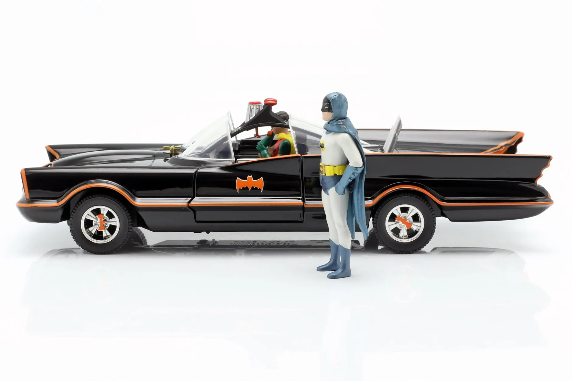 Batmobile mit Batman und Robin Figuren Classic TV-Serie 1966 1:24 Jada Toys