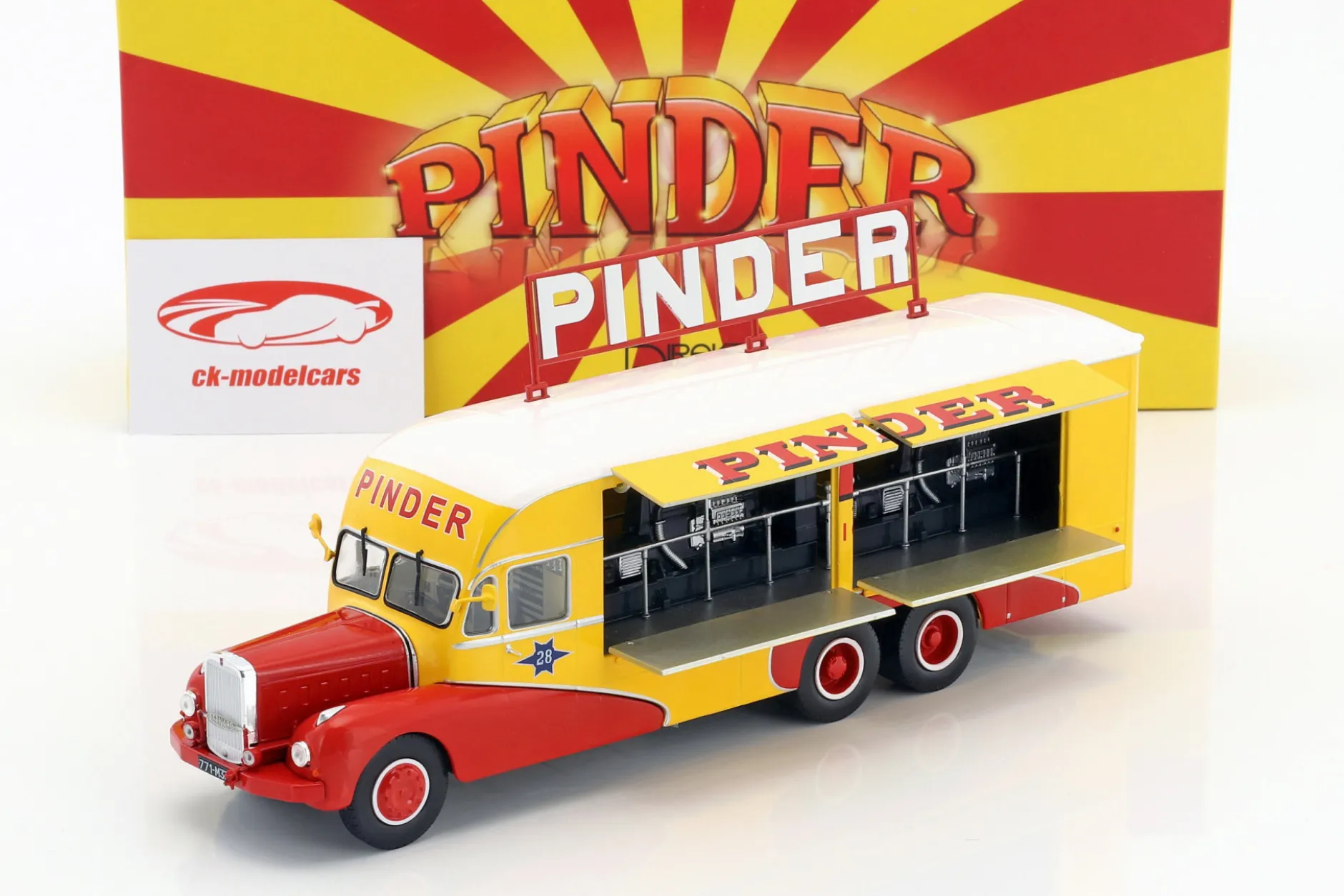 Bernard 28 Electrical Truck Pinder Zirkus Baujahr 1951 gelb / rot 1:43 Direkt Collections