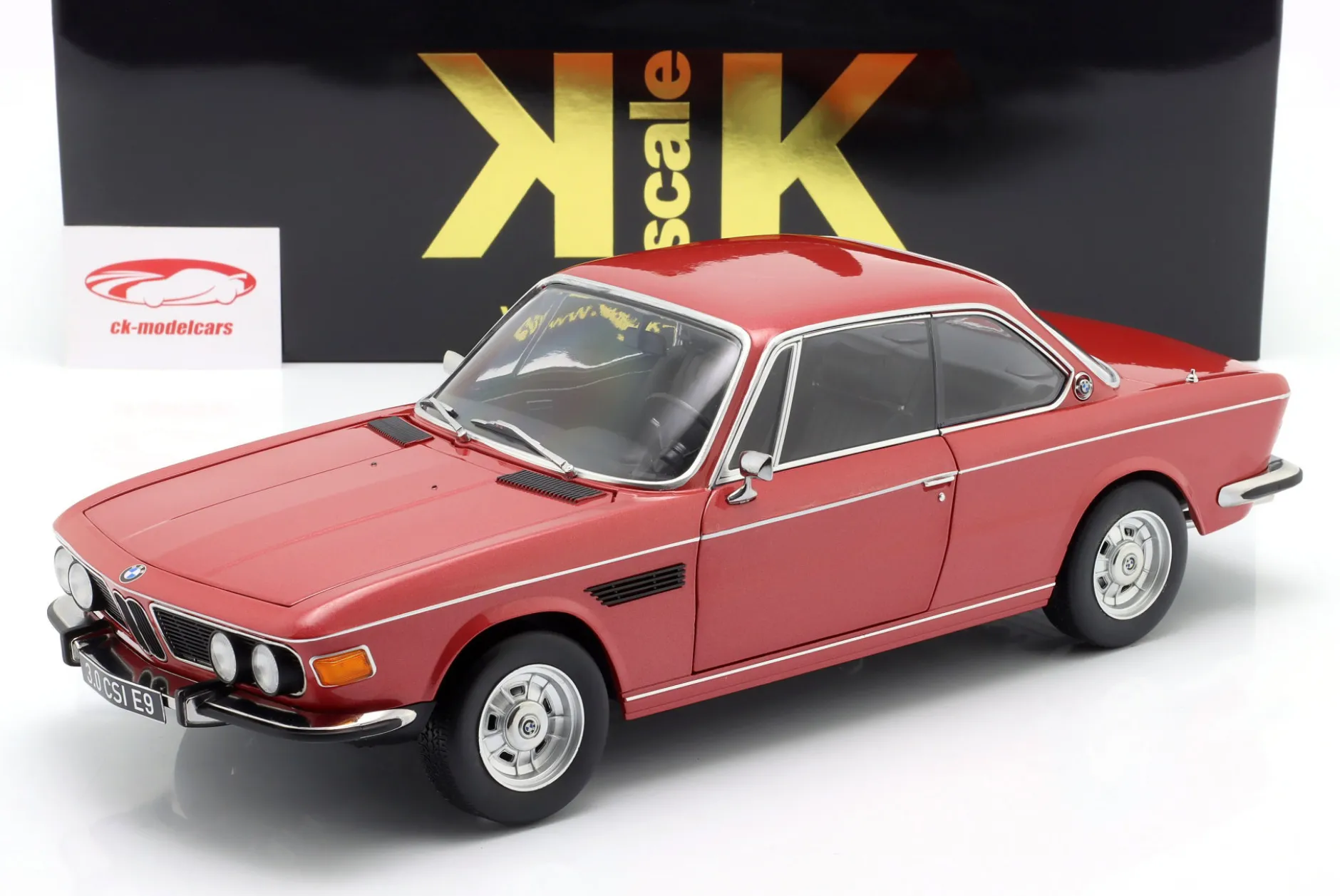BMW 3.0 CSi (E9) mit Alufelgen Baujahr 1971 rot metallic 1:12 KK-Scale