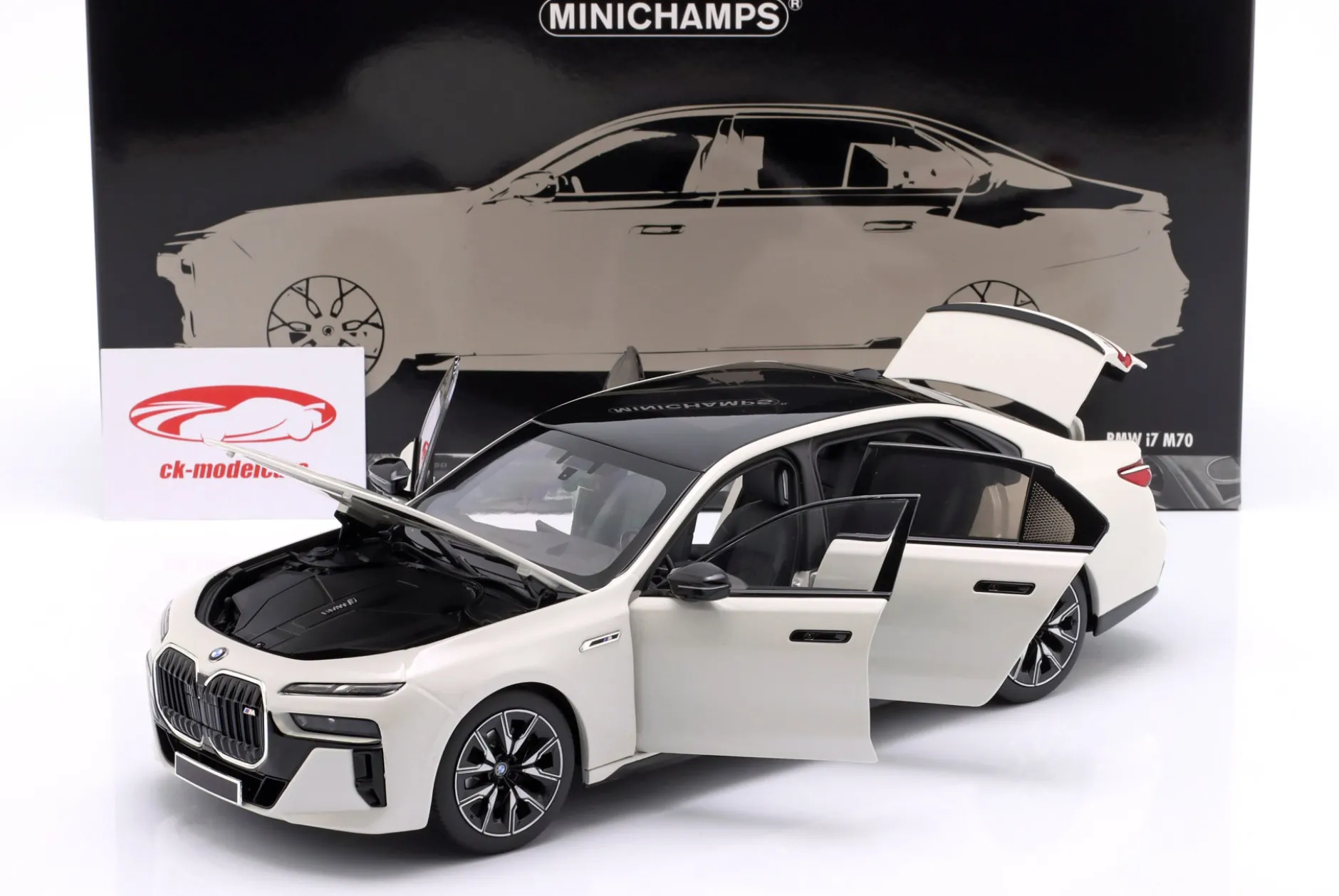 BMW i7 M70 (G70) Baujahr 2024 weiß metallic 1:18 Minichamps