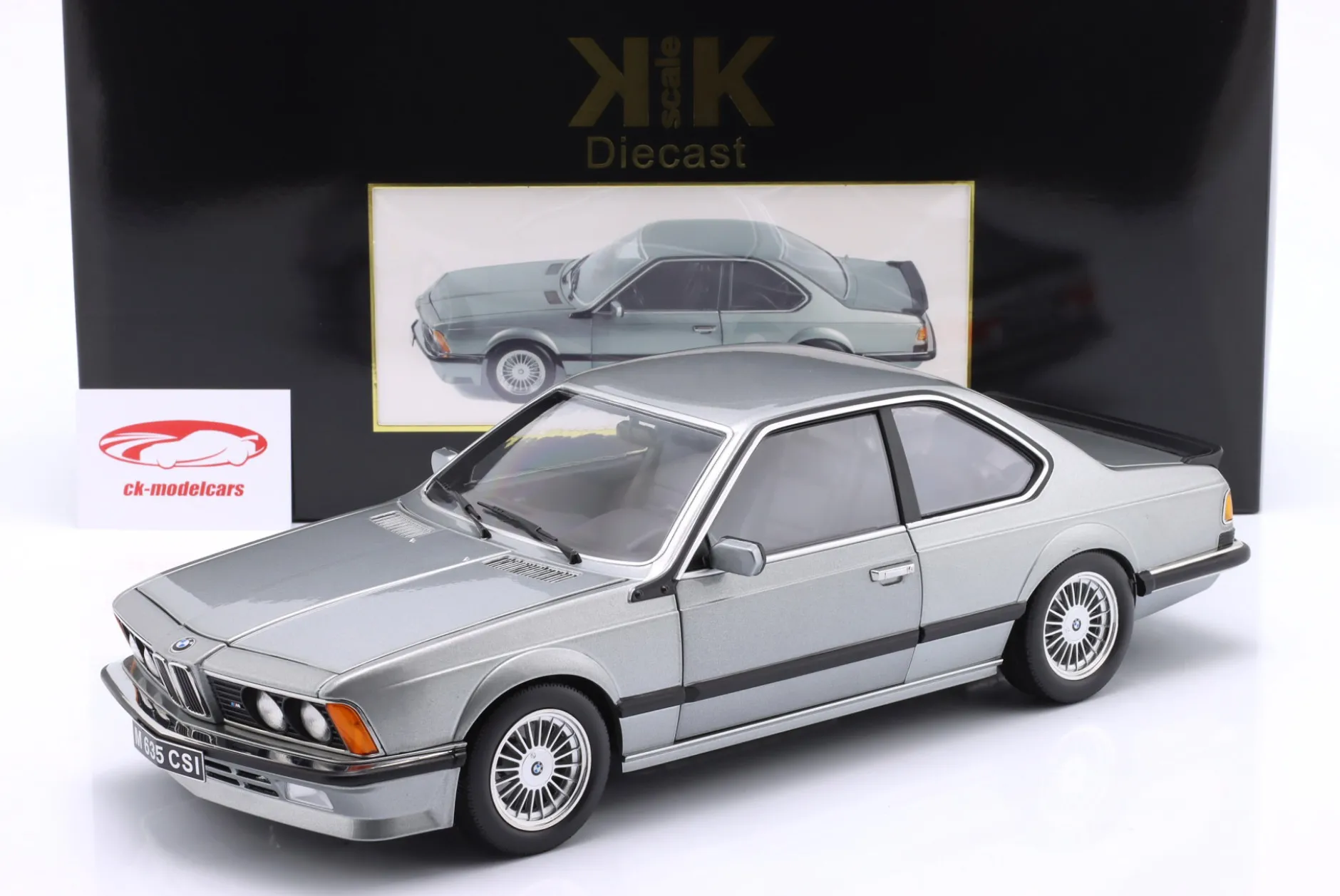 BMW M635 CSI mit Alpina-Felgen Baujahr 1987 grau metallic 1:12 KK-Scale