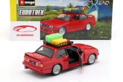 BMW M3 E30 mit Dachgepäckkorb Baujahr 1988 rot 1:24 Bburago