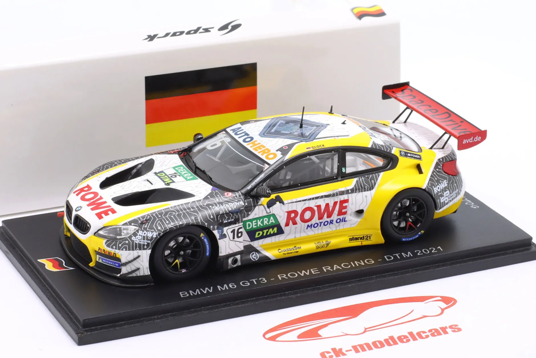BMW M6 GT3 #16 DTM 2021 Timo Glock Rowe Racing 1:43 Spark