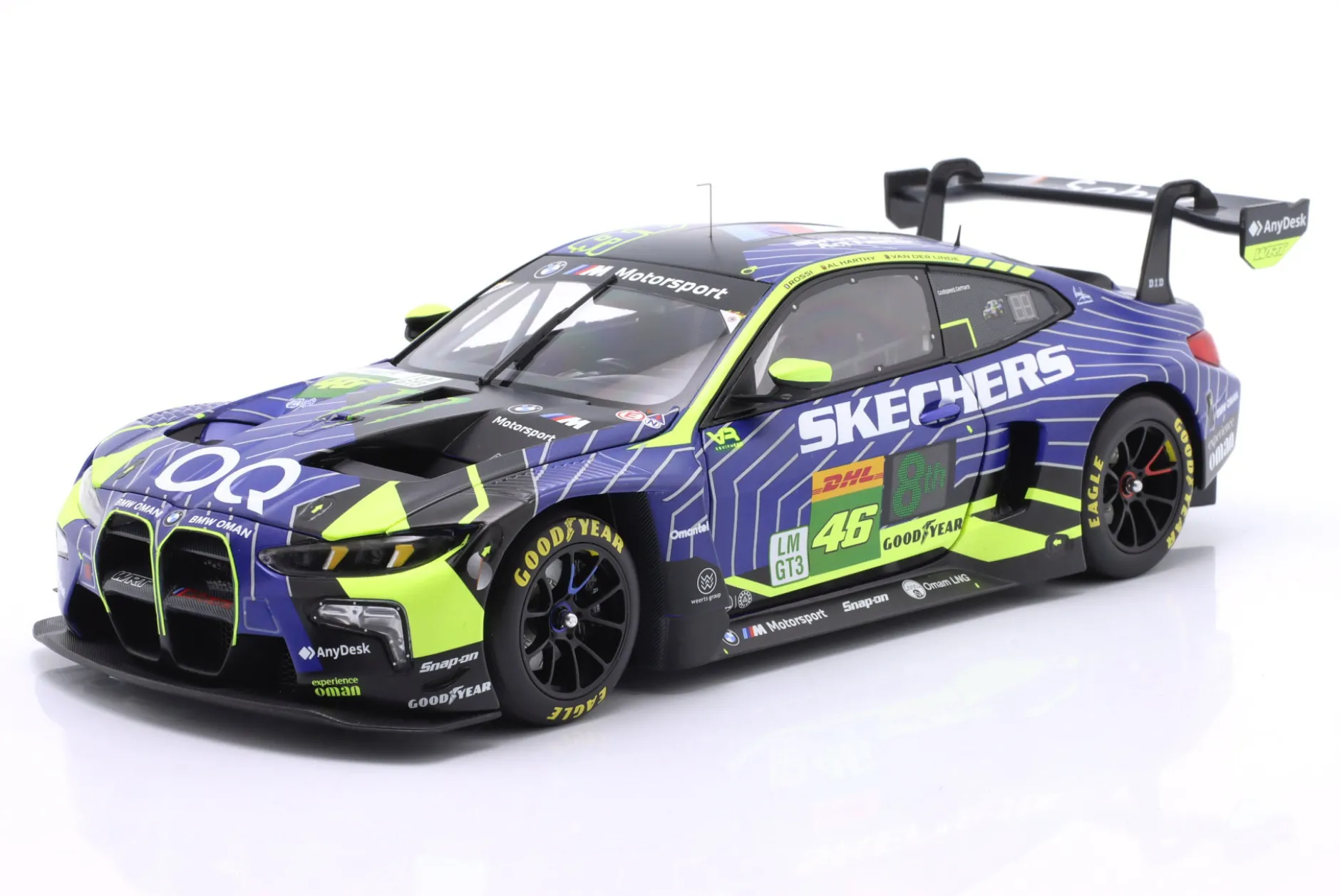 BMW M4 GT3 Evo #46 6h Imola 2025 Rossi, Al Harthy, van der Linde 1:18 Minichamps