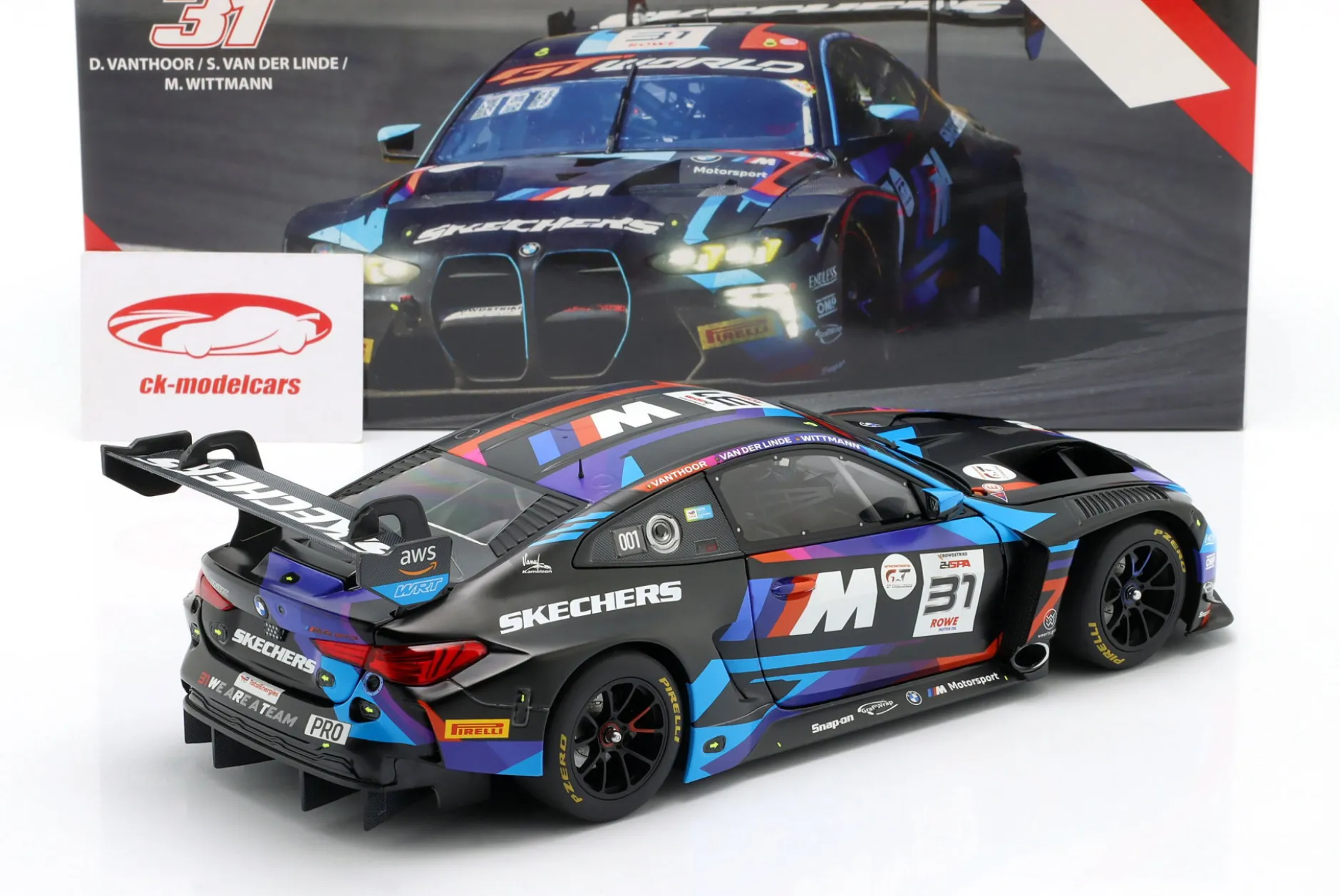 BMW M4 GT3 Evo #31 8th 24h Spa 2025 Vanthoor, van der Linde, Wittmann 1:18 Minichamps