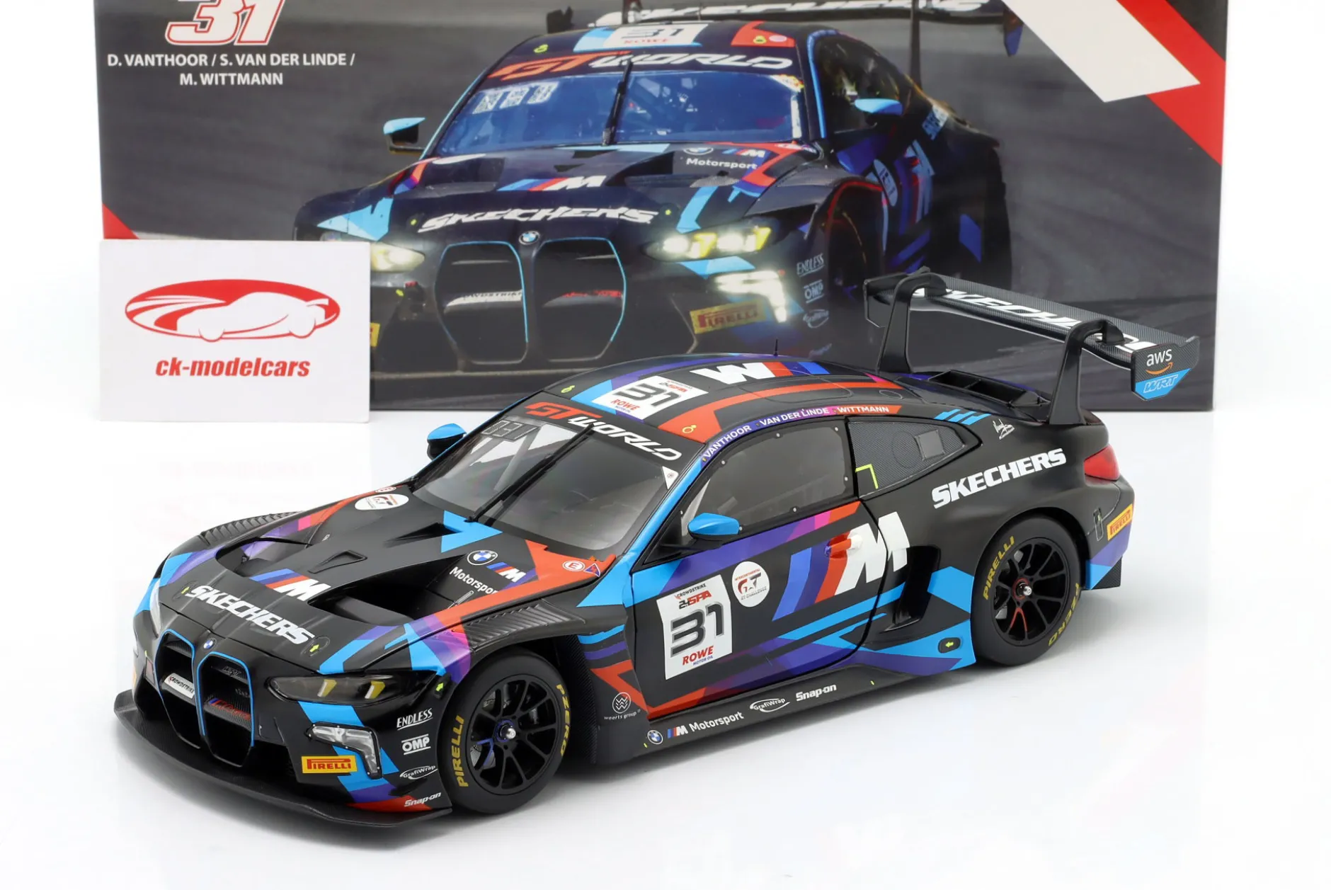 BMW M4 GT3 Evo #31 8th 24h Spa 2025 Vanthoor, van der Linde, Wittmann 1:18 Minichamps