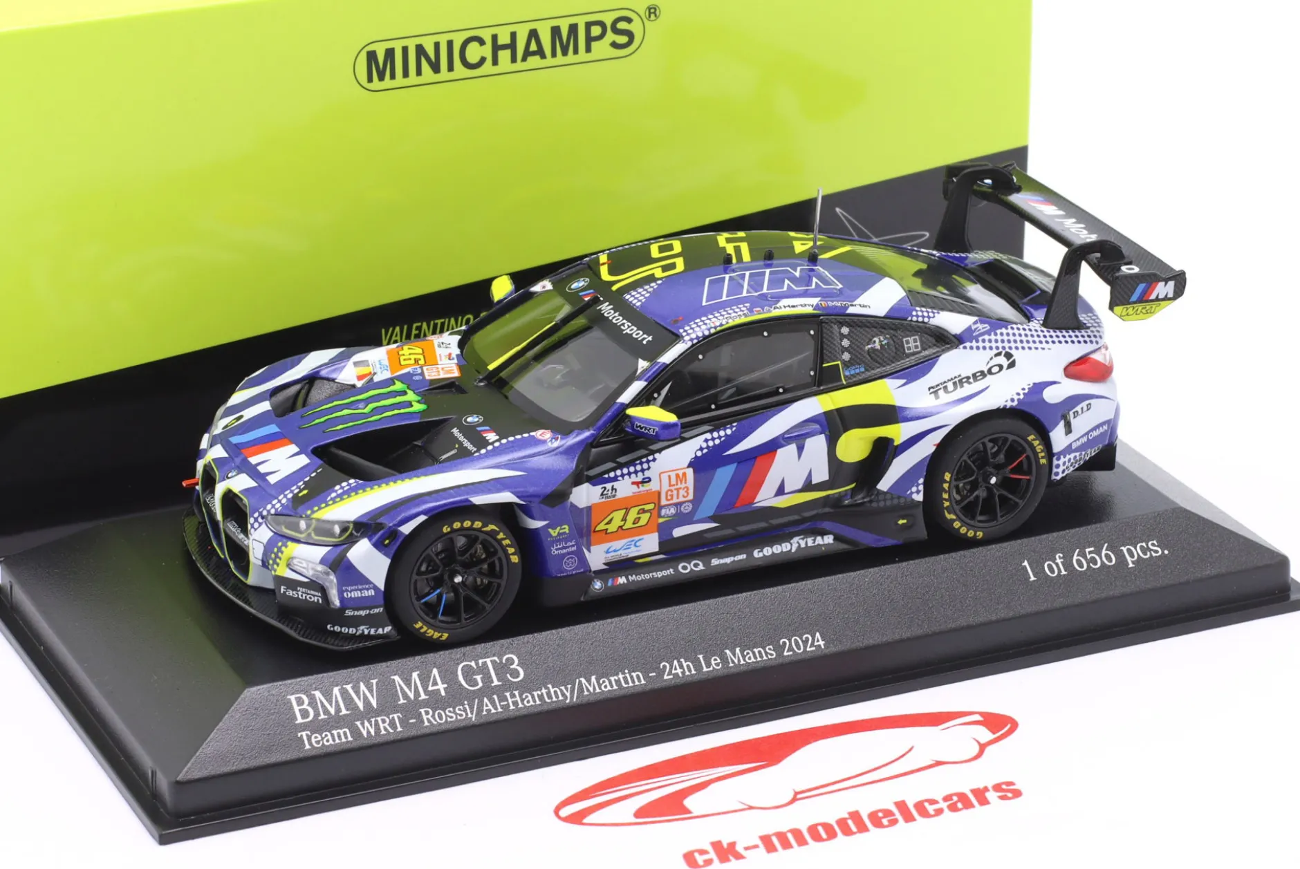 BMW M4 GT3 #46 24h LeMans 2024 Rossi, Martin, Al Harthy 1:43 Minichamps