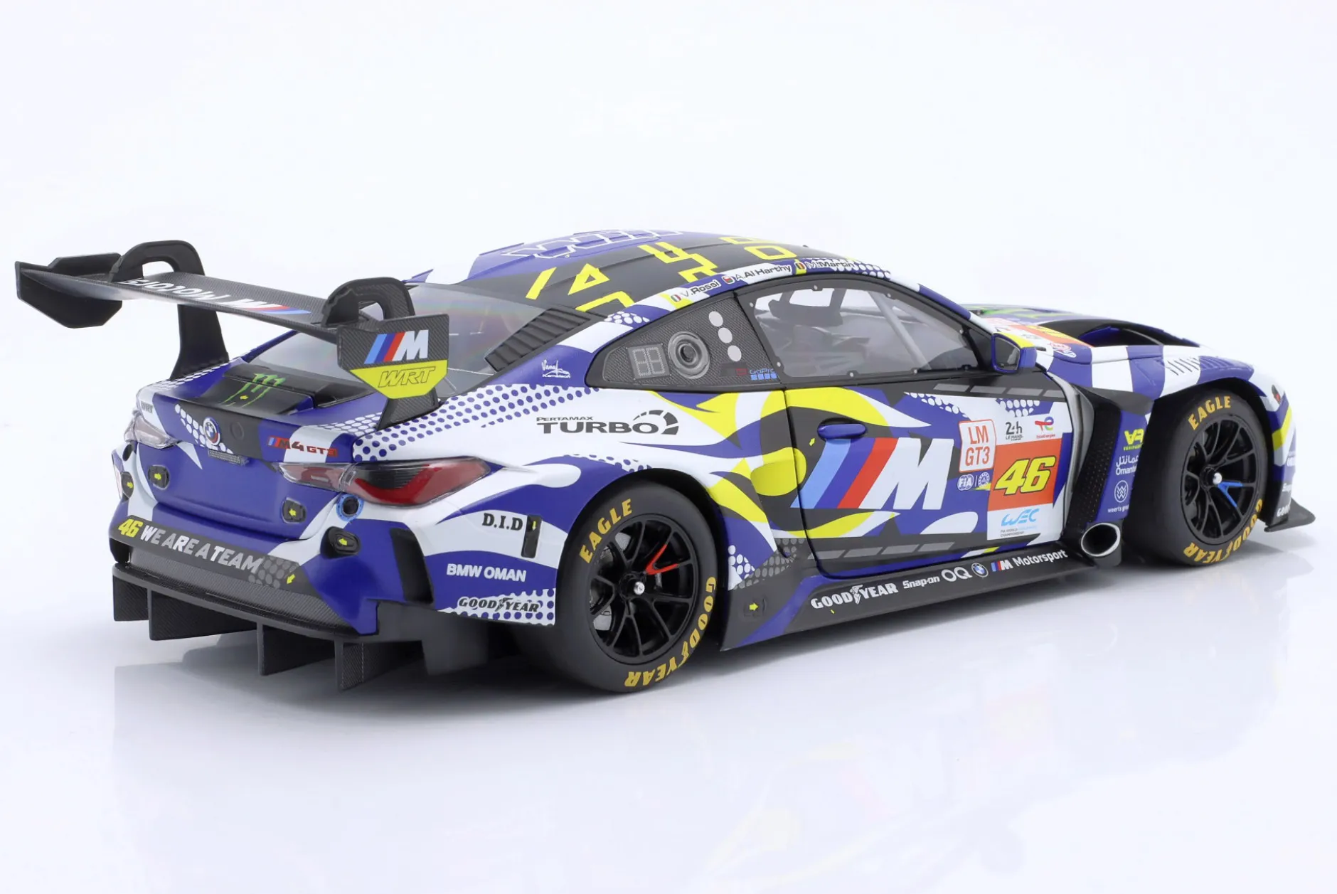 BMW M4 GT3 #46 24h LeMans 2024 Rossi, Martin, Al Harthy 1:18 Minichamps