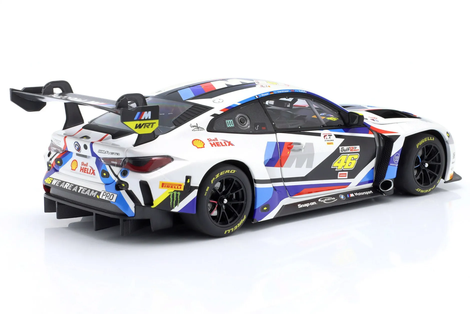 BMW M4 GT3 #46 2nd 12h Abu Dhabi 2023 Rossi, Vanthoor, Yelloly 1:18 Minichamps
