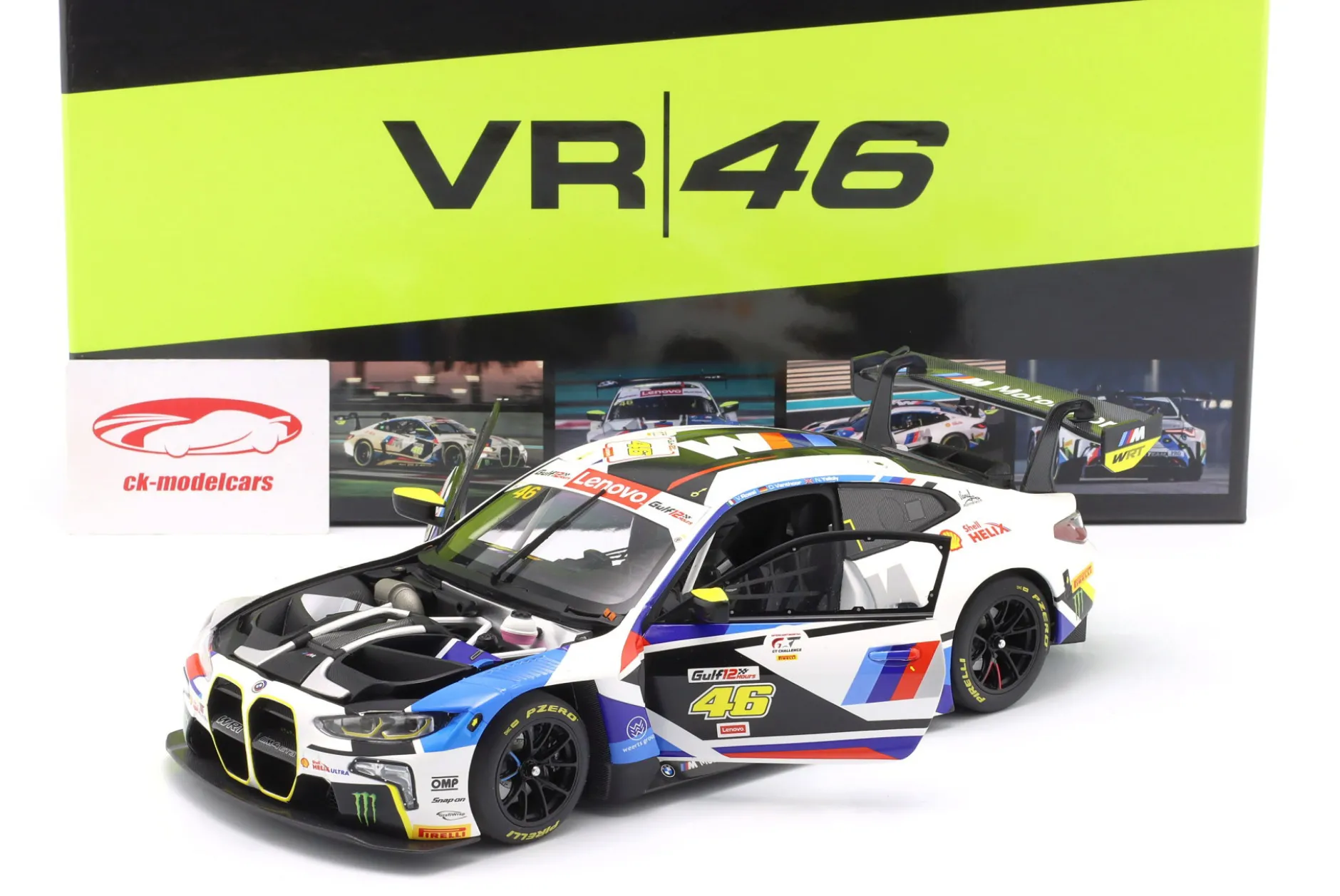 BMW M4 GT3 #46 2nd 12h Abu Dhabi 2023 Rossi, Vanthoor, Yelloly 1:18 Minichamps