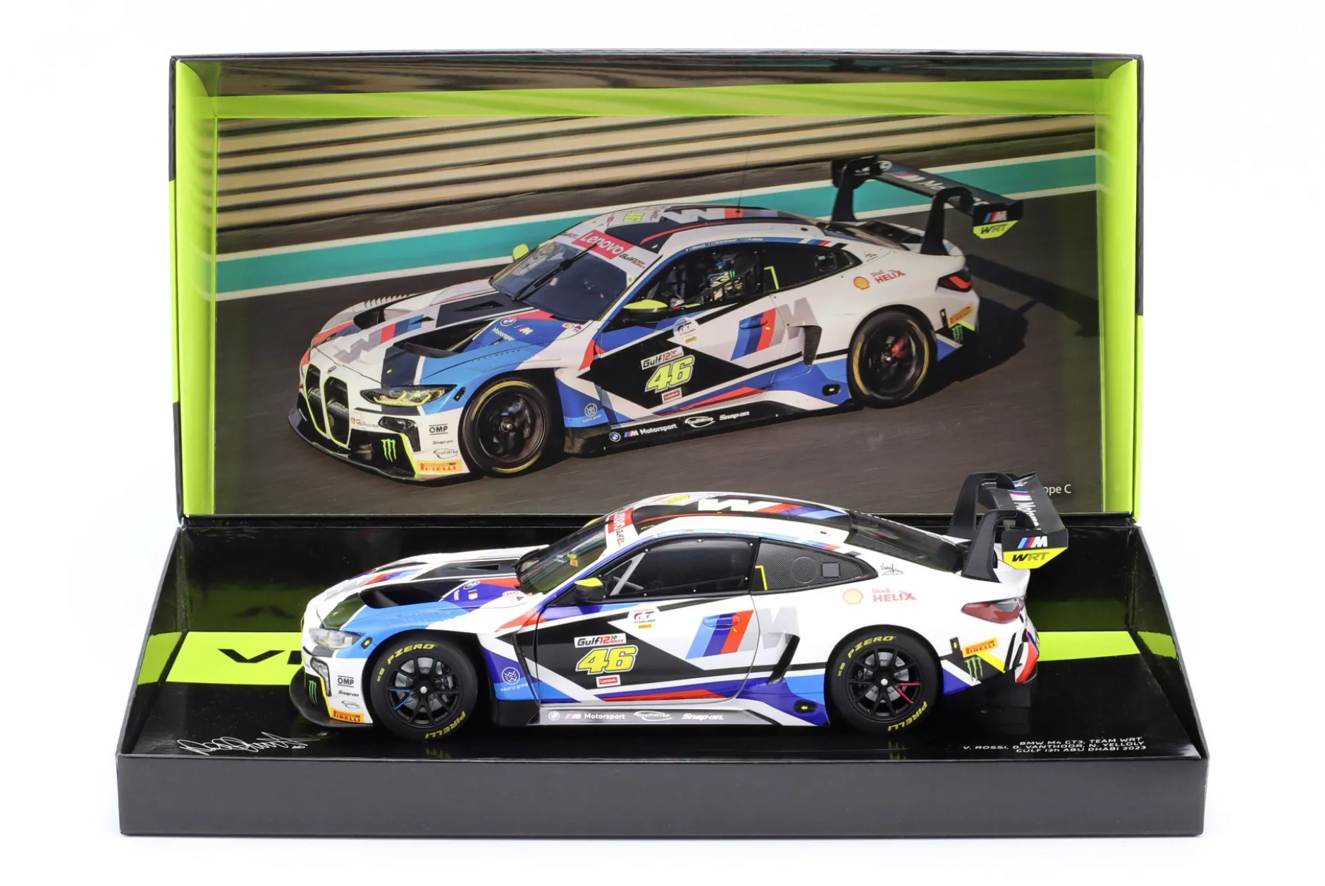BMW M4 GT3 #46 2nd 12h Abu Dhabi 2023 Rossi, Vanthoor, Yelloly 1:18 Minichamps