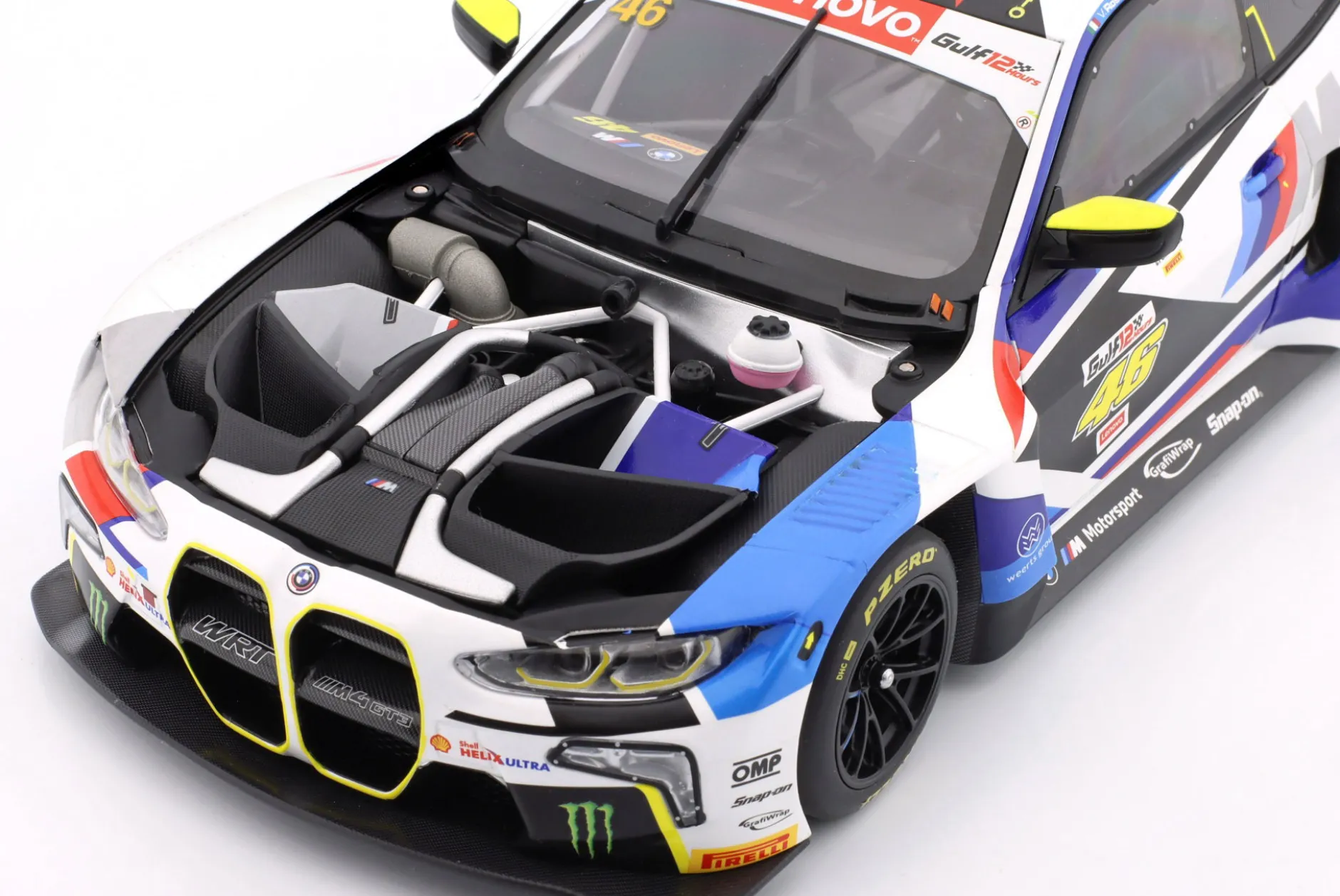 BMW M4 GT3 #46 2nd 12h Abu Dhabi 2023 Rossi, Vanthoor, Yelloly 1:18 Minichamps