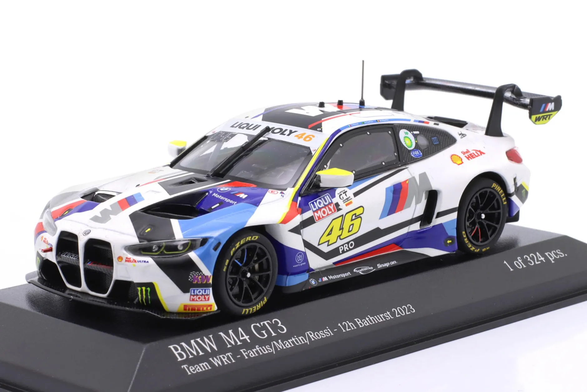 BMW M4 GT3 #46 6th 12h Bathurst 2023 Farfus, Martin, Rossi 1:43 Minichamps