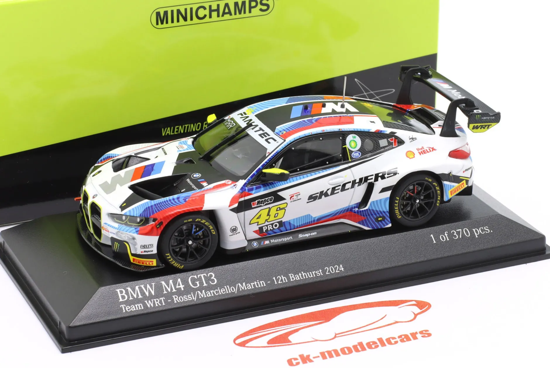 BMW M4 GT3 #46 5th 12h Bathurst 2024 Rossi, Martin, Marciello 1:43 Minichamps