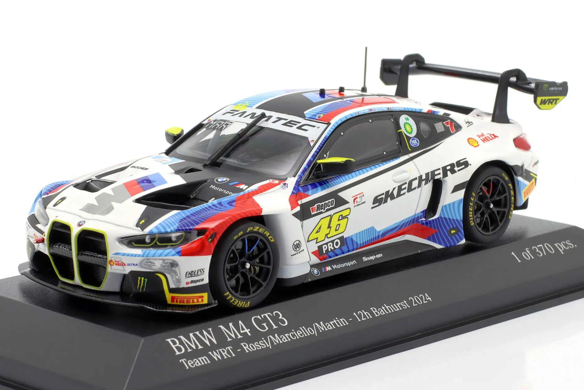 BMW M4 GT3 #46 5th 12h Bathurst 2024 Rossi, Martin, Marciello 1:43 Minichamps