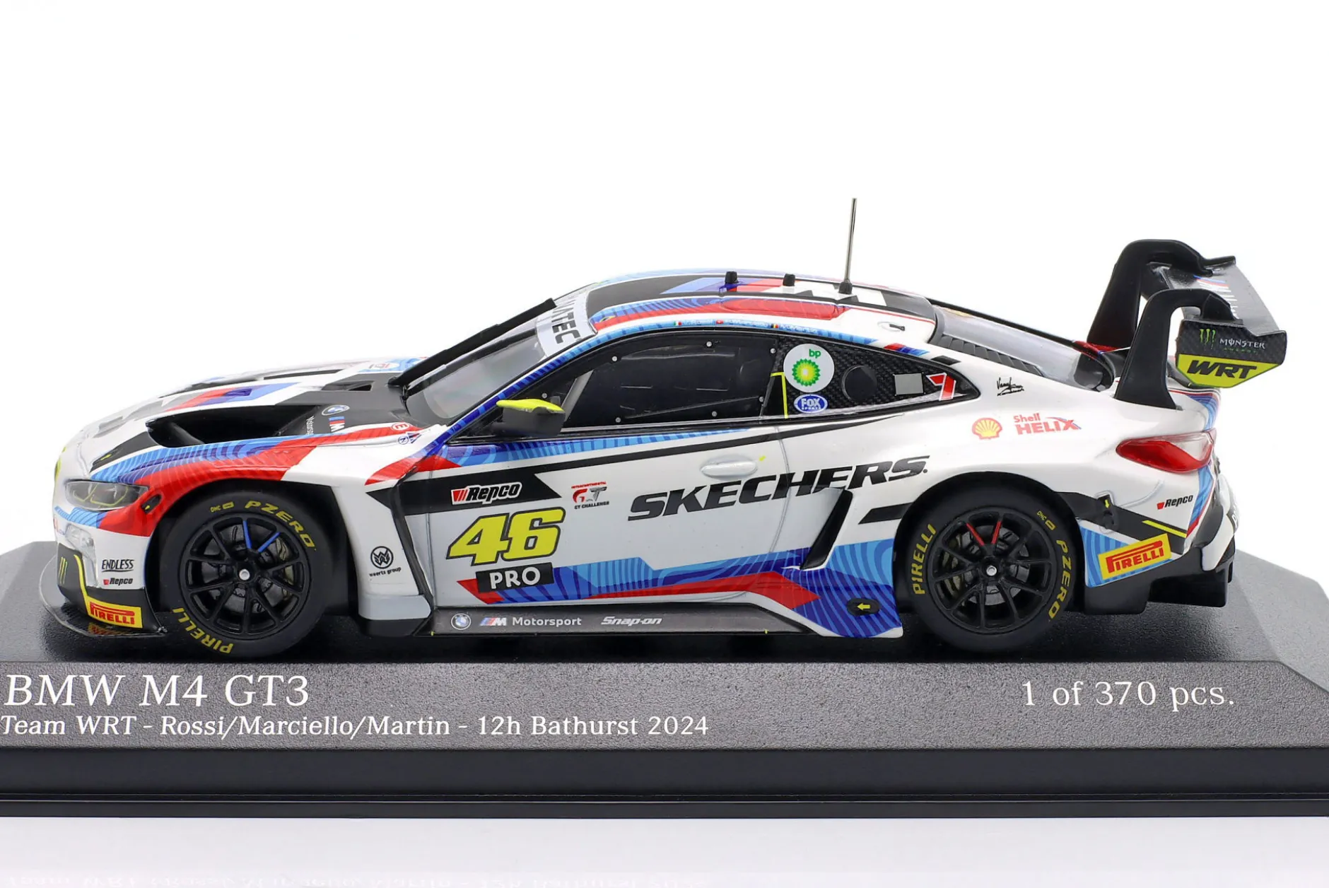 BMW M4 GT3 #46 5th 12h Bathurst 2024 Rossi, Martin, Marciello 1:43 Minichamps