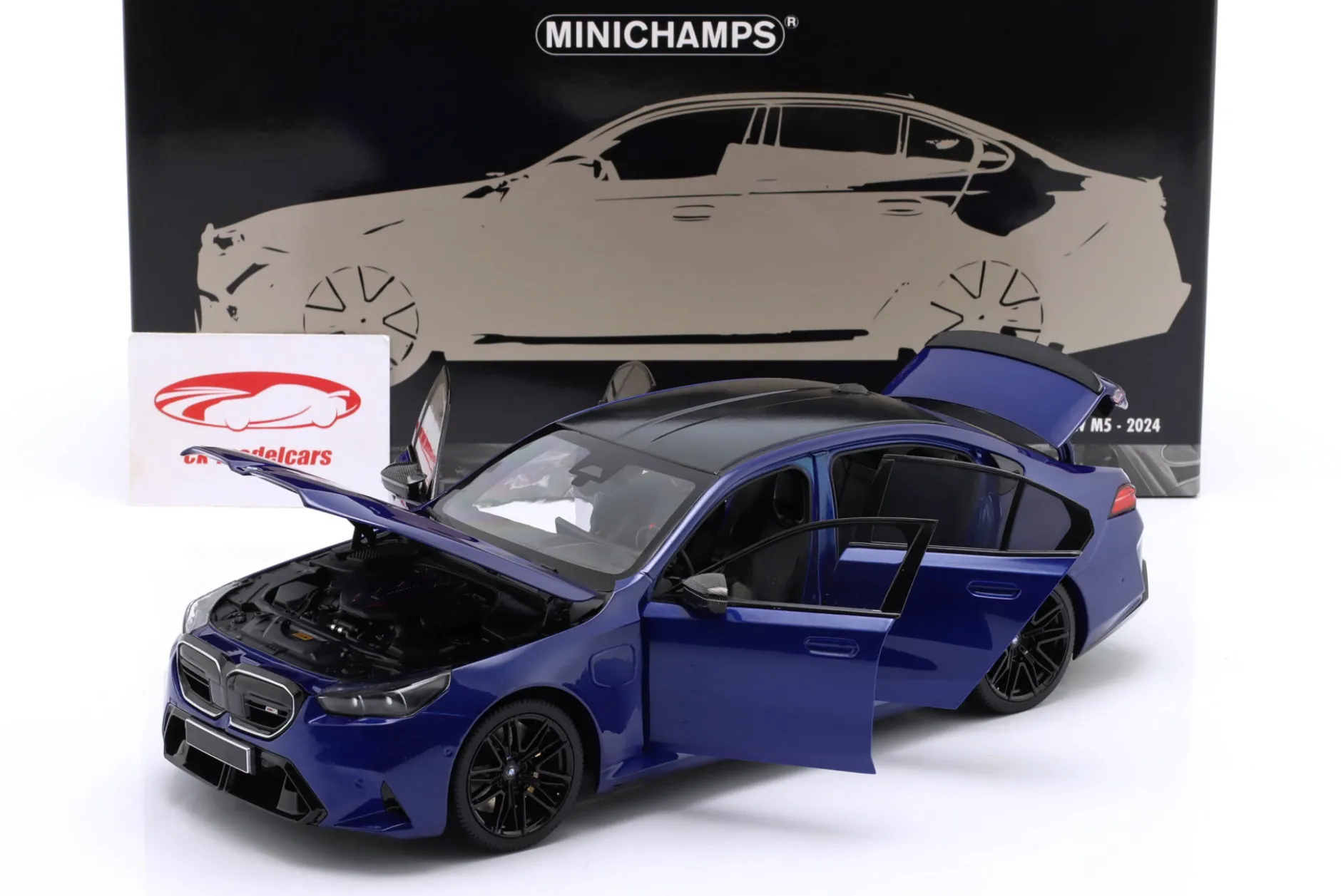 BMW M5 Limousine (G90) Baujahr 2024 blau metallic 1:18 Minichamps