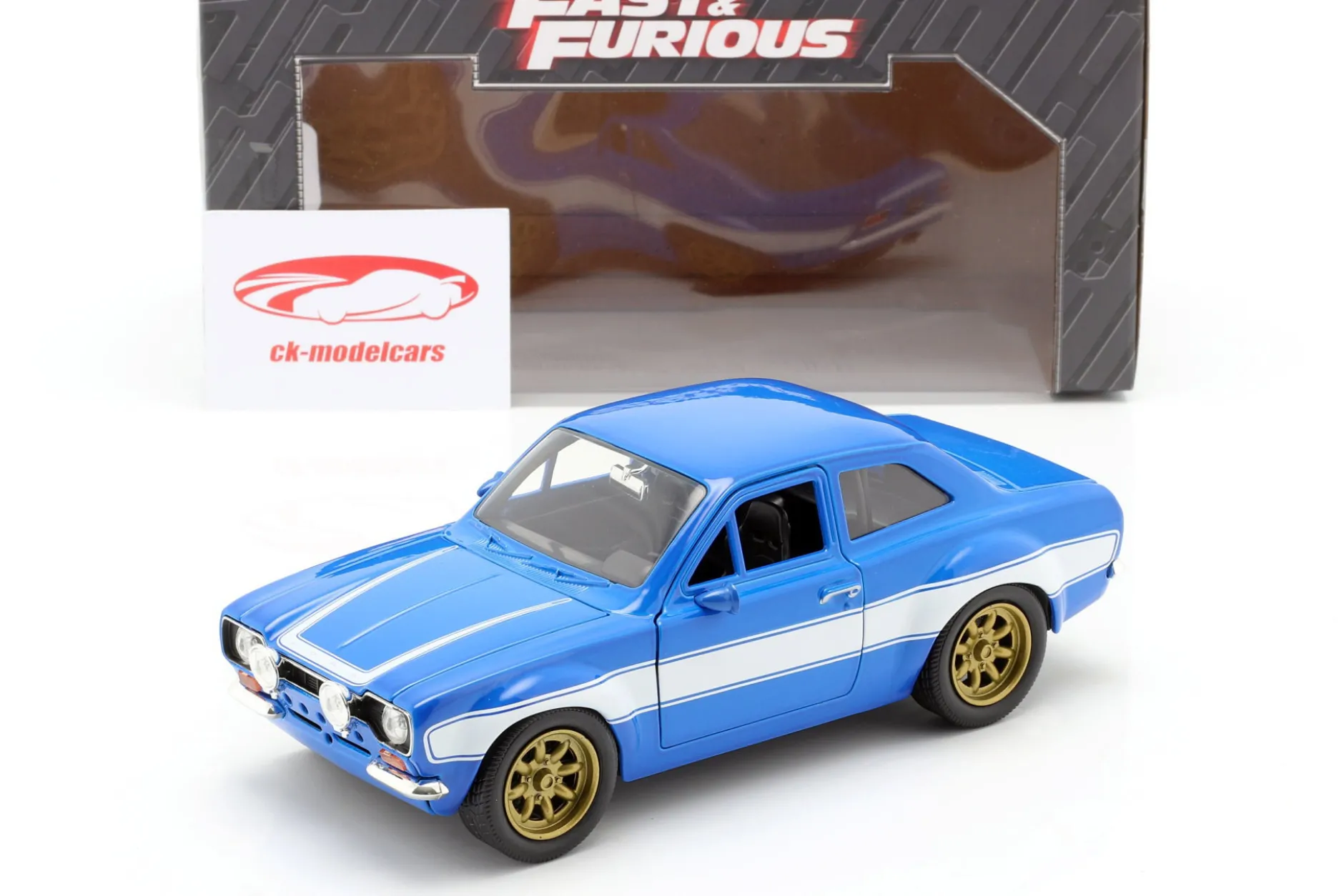 Brian's Ford Escort RS2000 MKI Fast & Furious 6 2013 blau / weiß 1:24 Jada Toys