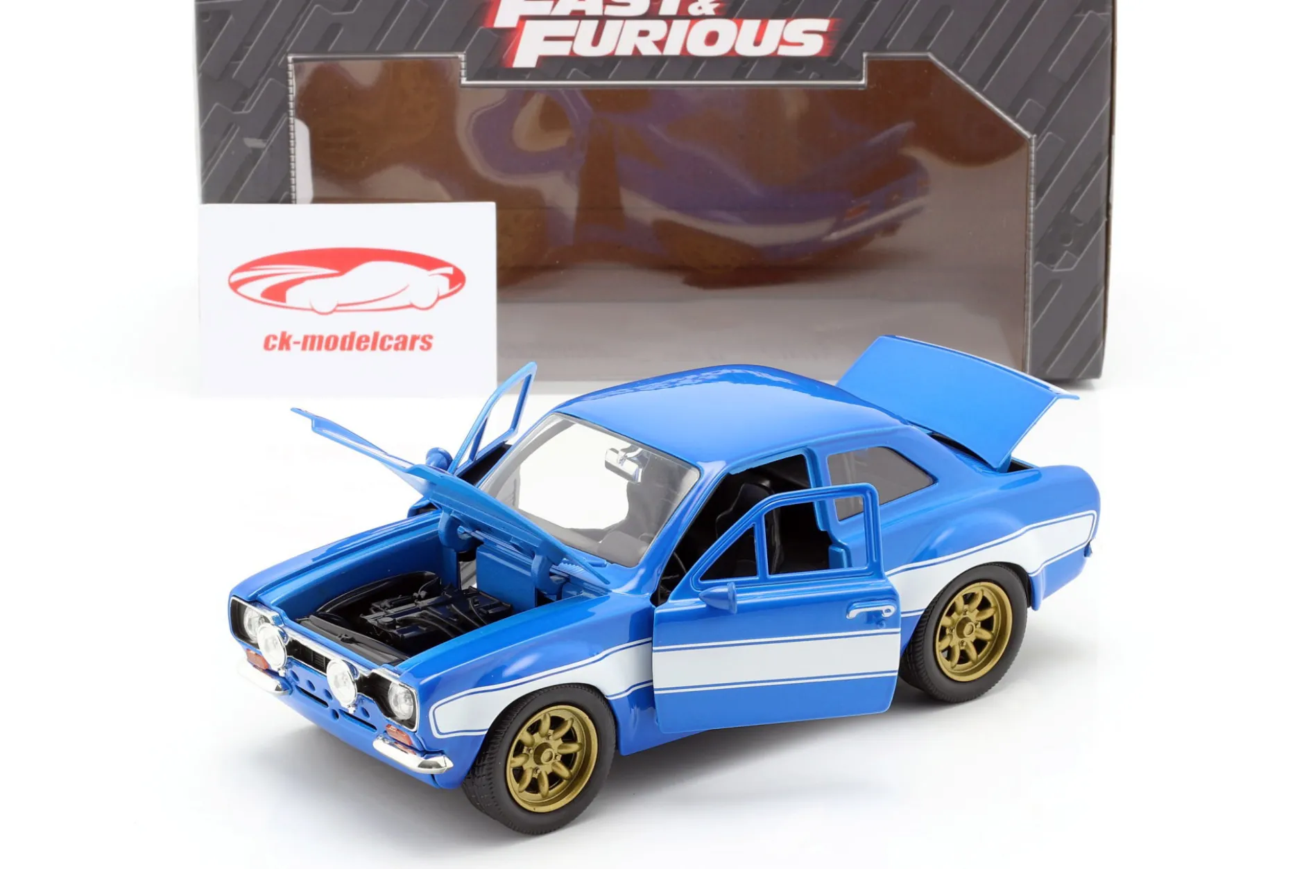 Brian's Ford Escort RS2000 MKI Fast & Furious 6 2013 blau / weiß 1:24 Jada Toys