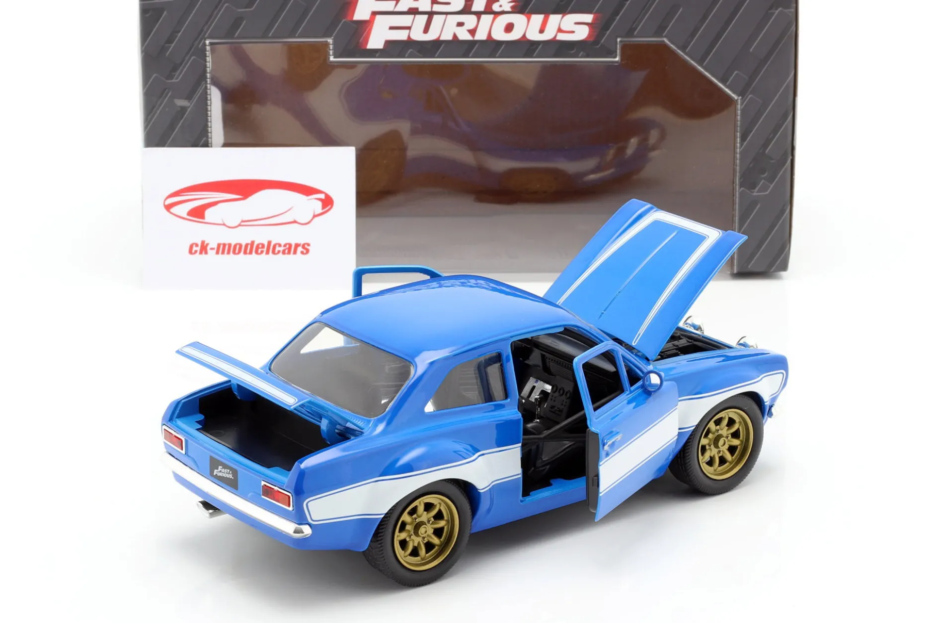 Brian's Ford Escort RS2000 MKI Fast & Furious 6 2013 blau / weiß 1:24 Jada Toys