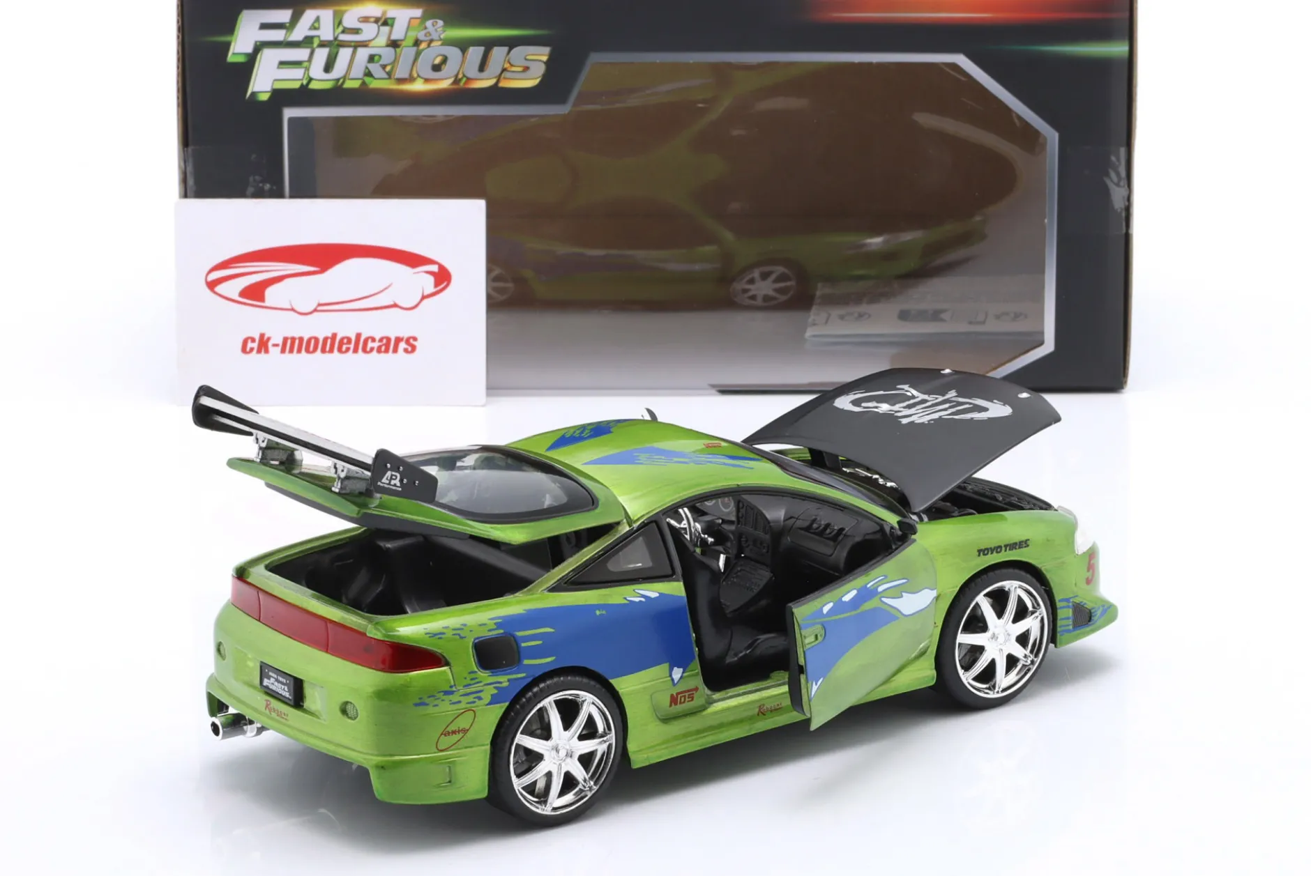 Brian's Mitsubishi Eclipse Fast & Furious (2001) grün / Dekor 1:24 Jada Toys