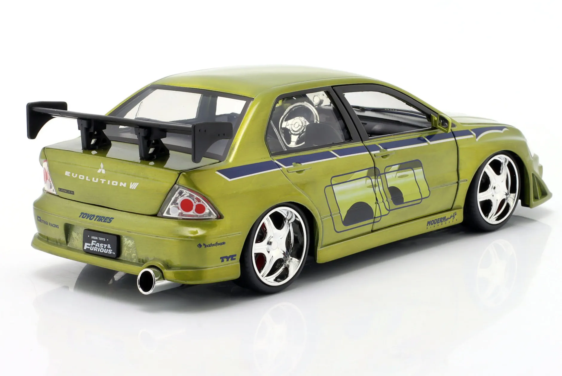 Brian's Mitsubishi Lancer Evo VII 2 Fast 2 Furious (2003) grün 1:24 Jada Toys