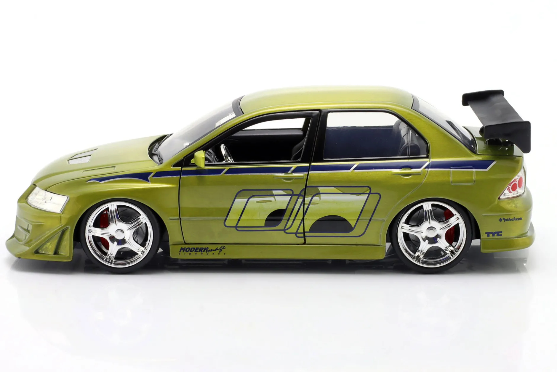 Brian's Mitsubishi Lancer Evo VII 2 Fast 2 Furious (2003) grün 1:24 Jada Toys