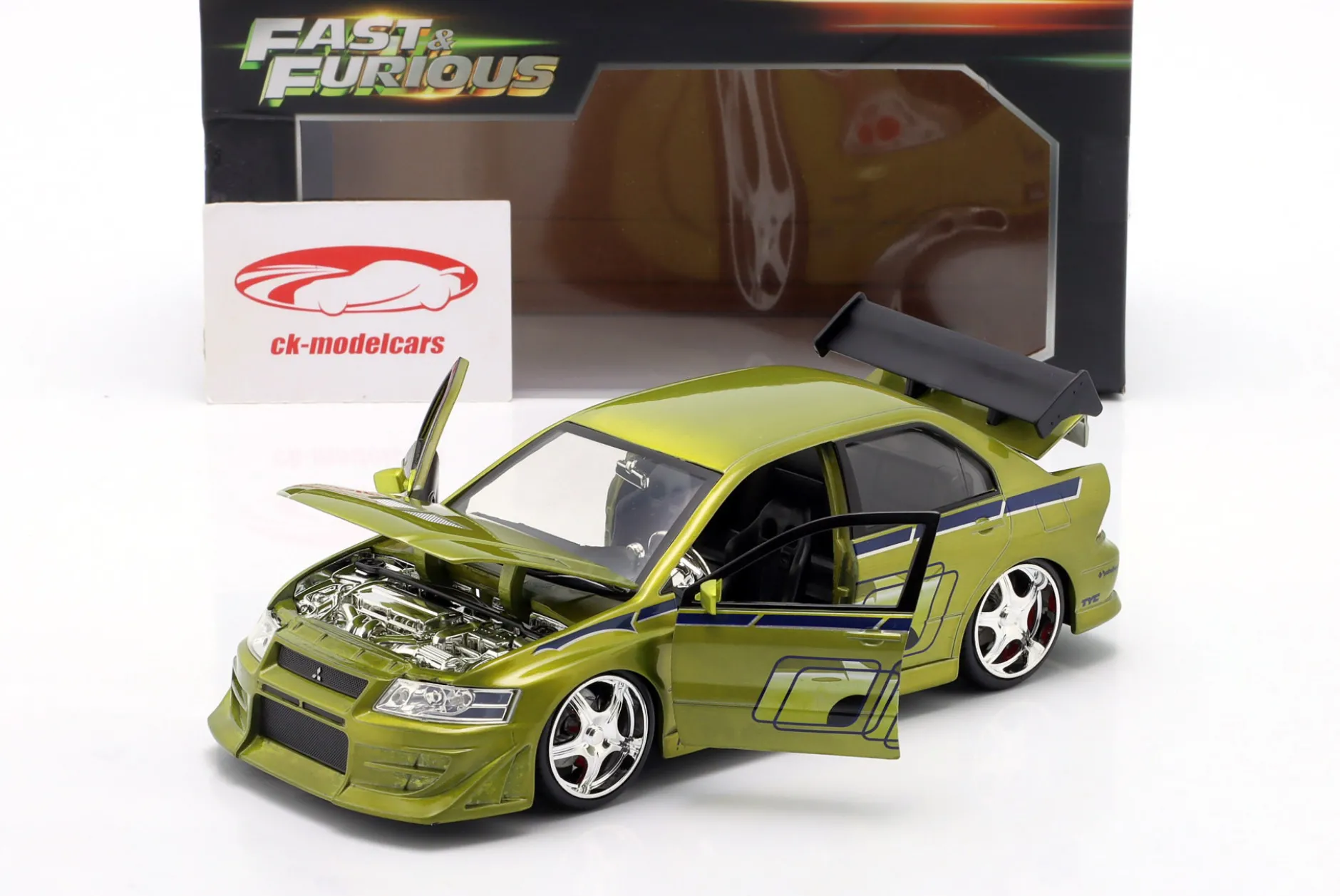 Brian's Mitsubishi Lancer Evo VII 2 Fast 2 Furious (2003) grün 1:24 Jada Toys