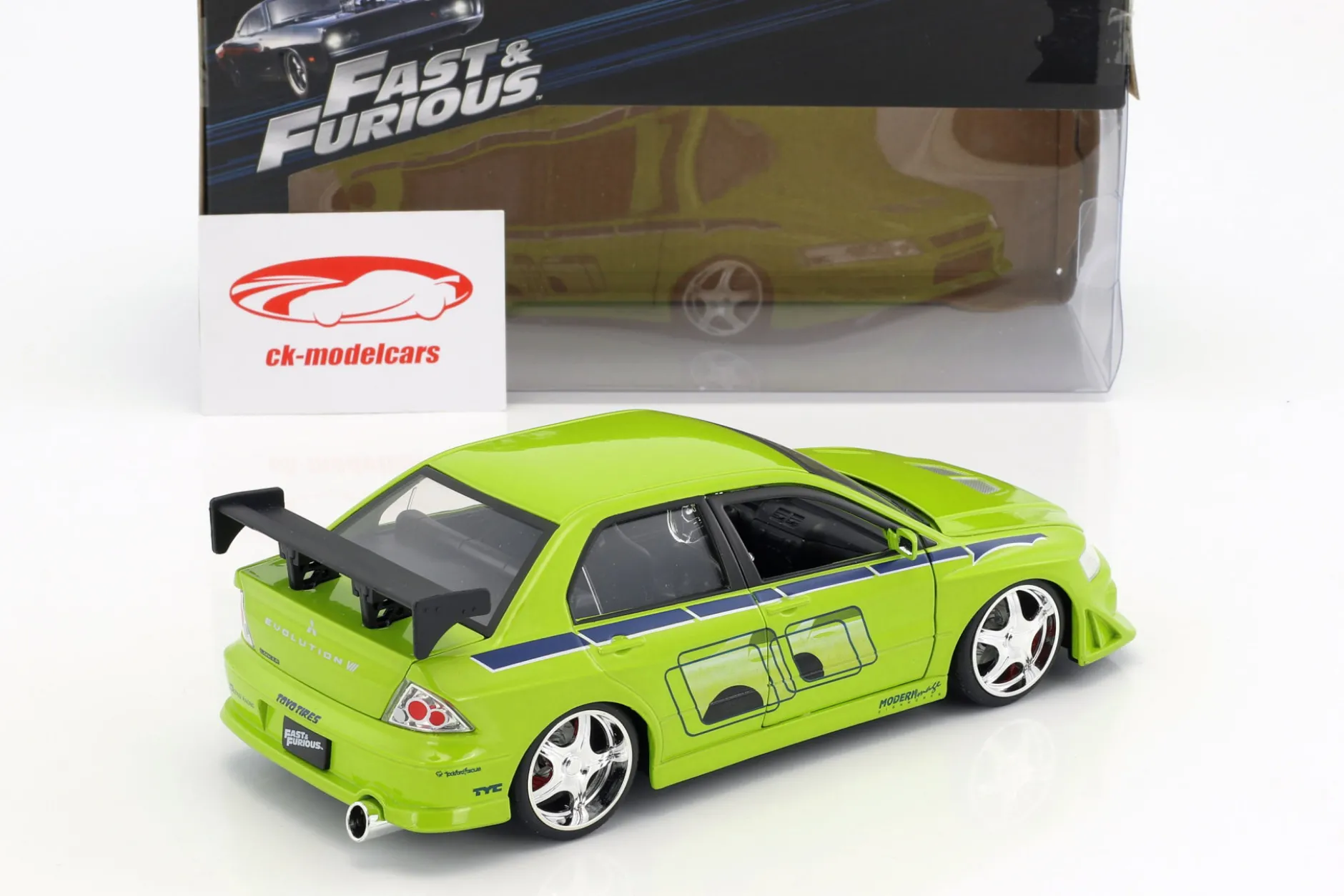 Brian's Mitsubishi Lancer Evolution VII 2 Fast 2 Furious 2003 1:24 Jada Toys