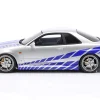 Brian's Nissan Skyline GT-R (R34) Film 2 Fast 2 Furious (2003) silber / blau 1:12 Kyosho