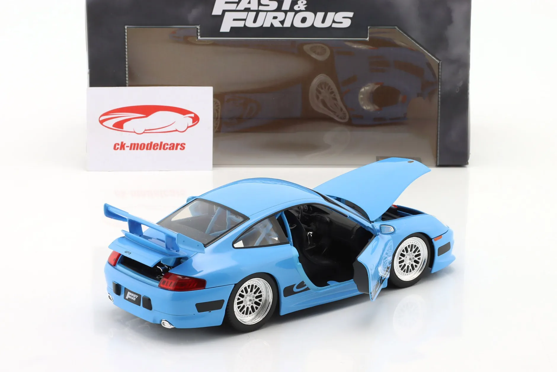Brian's Porsche 911 (996) GT3 RS Fast and Furious 5 (2011) blau 1:24 Jada Toys