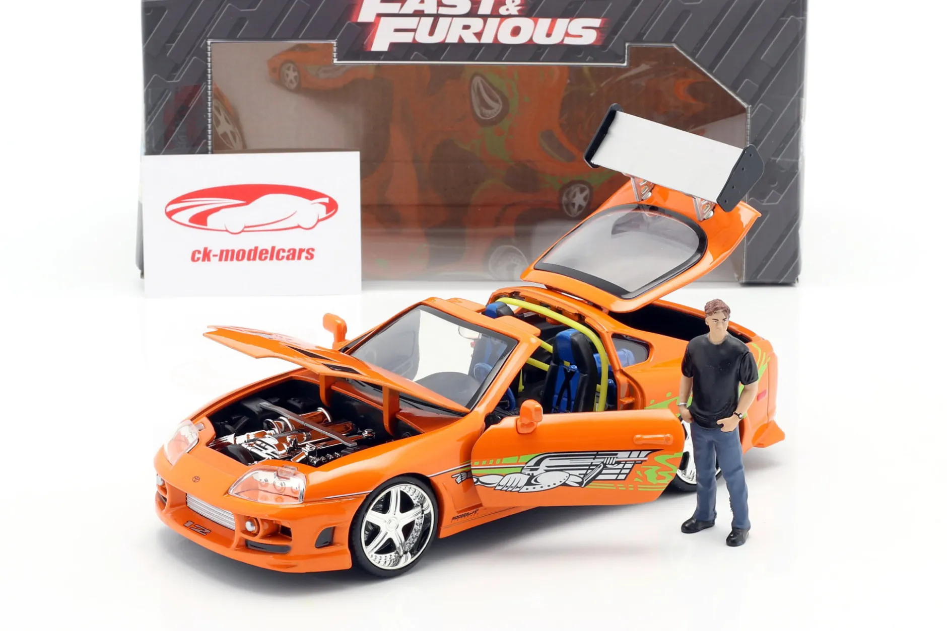 Brian's Toyota Supra 1995 Film Fast & Furious (2001) mit Figur 1:24 Jada Toys