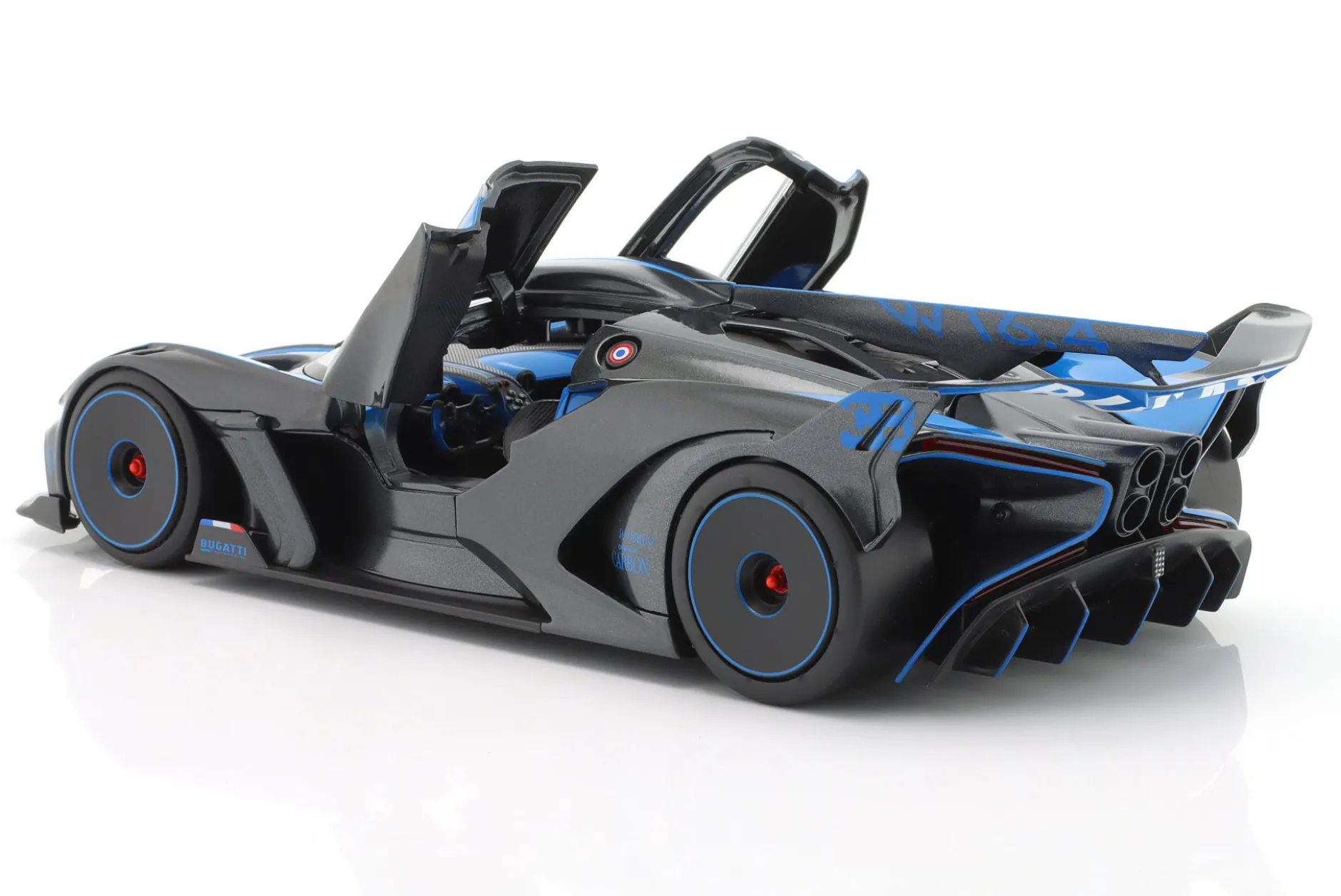 Bugatti Bolide W16.4 Baujahr 2020 blau / carbon 1:18 Bburago