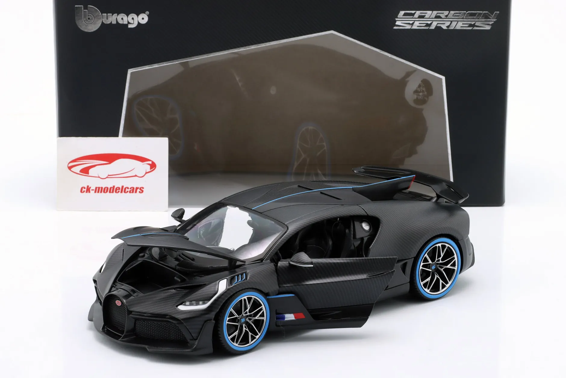 Bugatti Divo 50th Bburago Anniversary 2018 mattschwarz / karbon 1:18 Bburago