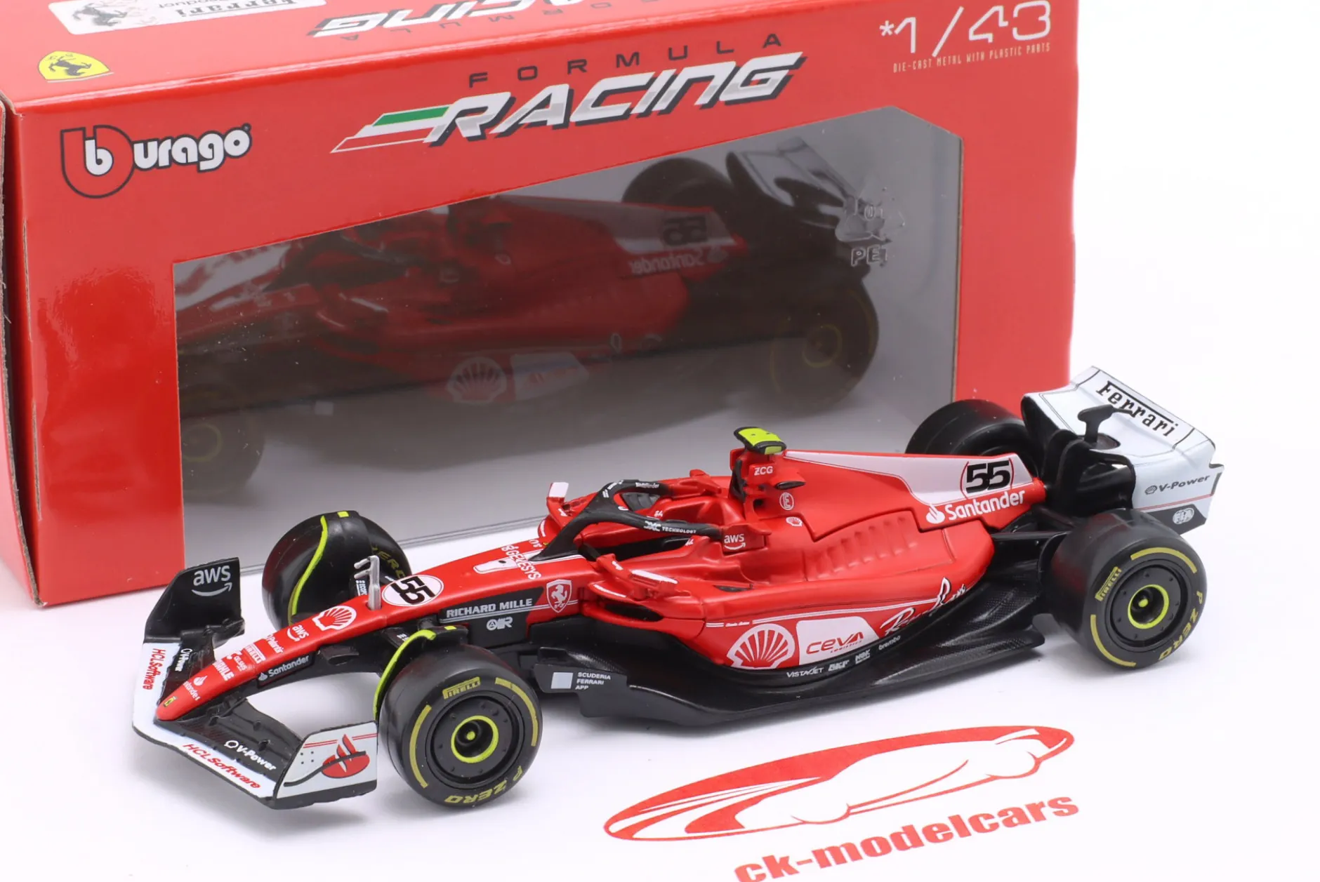 Carlos Sainz jr. Ferrari SF-23 #55 6th Las Vegas GP Formel 1 2023 1:43 Bburago